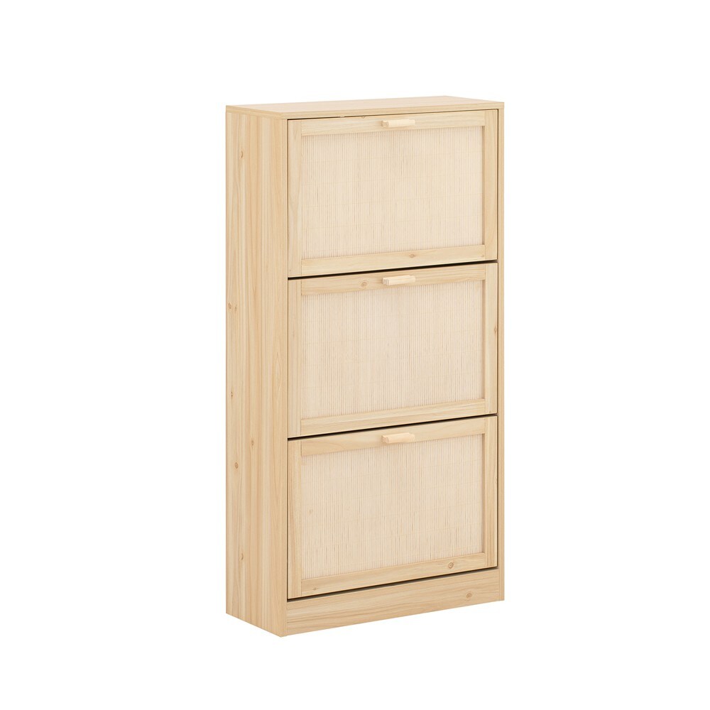 SoBuy Schuhschrank mit 3 Türen Holzfarbe 60x24x118cm Funktional | 04251388628751