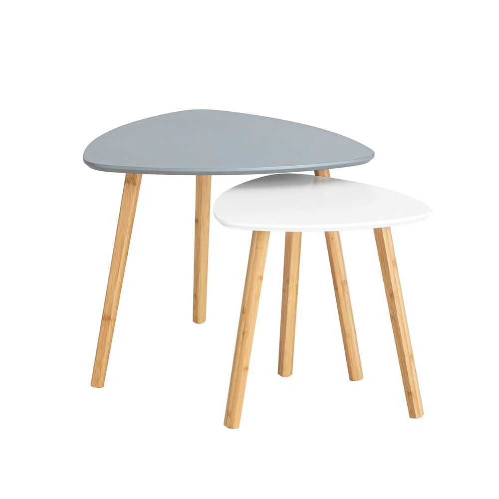 SoBuy Couchtisch-Set, 2er Hellgrau 55x55x45cm Modern - Bild 1