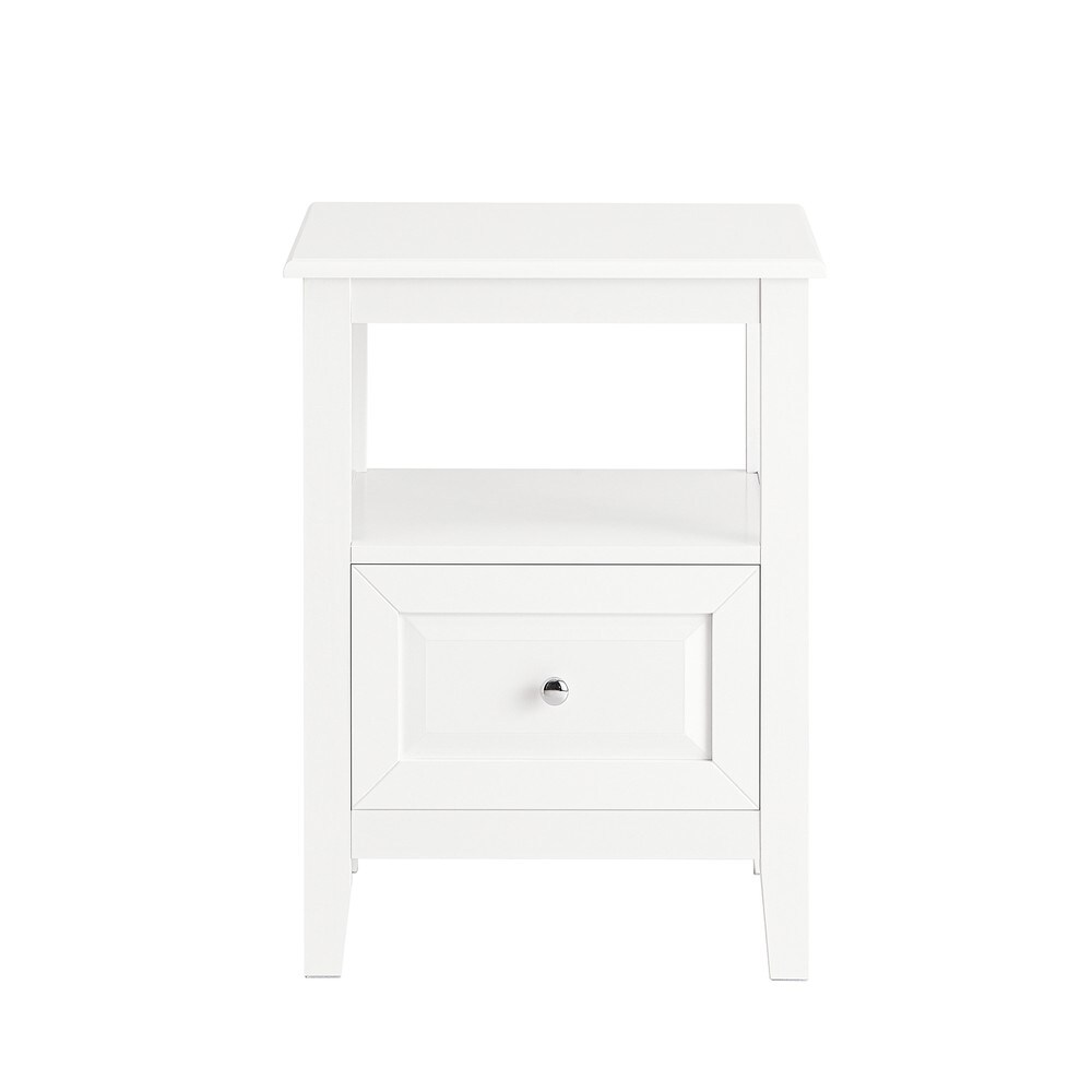 SoBuy Nachttisch mit 1 Schublade Weiß 45x35x60cm Modern | 04251388630273