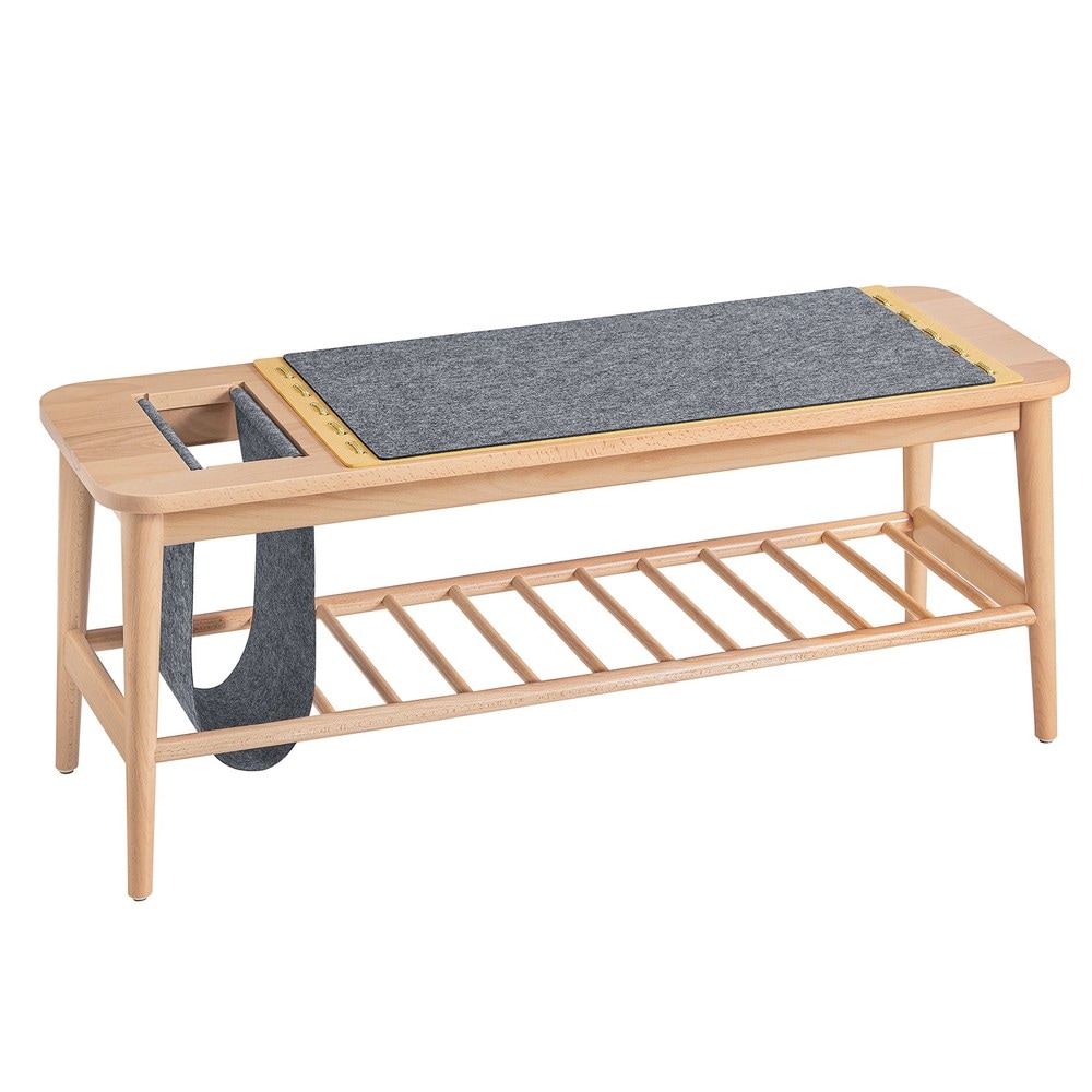 SoBuy Schuhbank mit 2 Schubladen Holzfarbe 110x37x44,5cm Modern - Bild 1