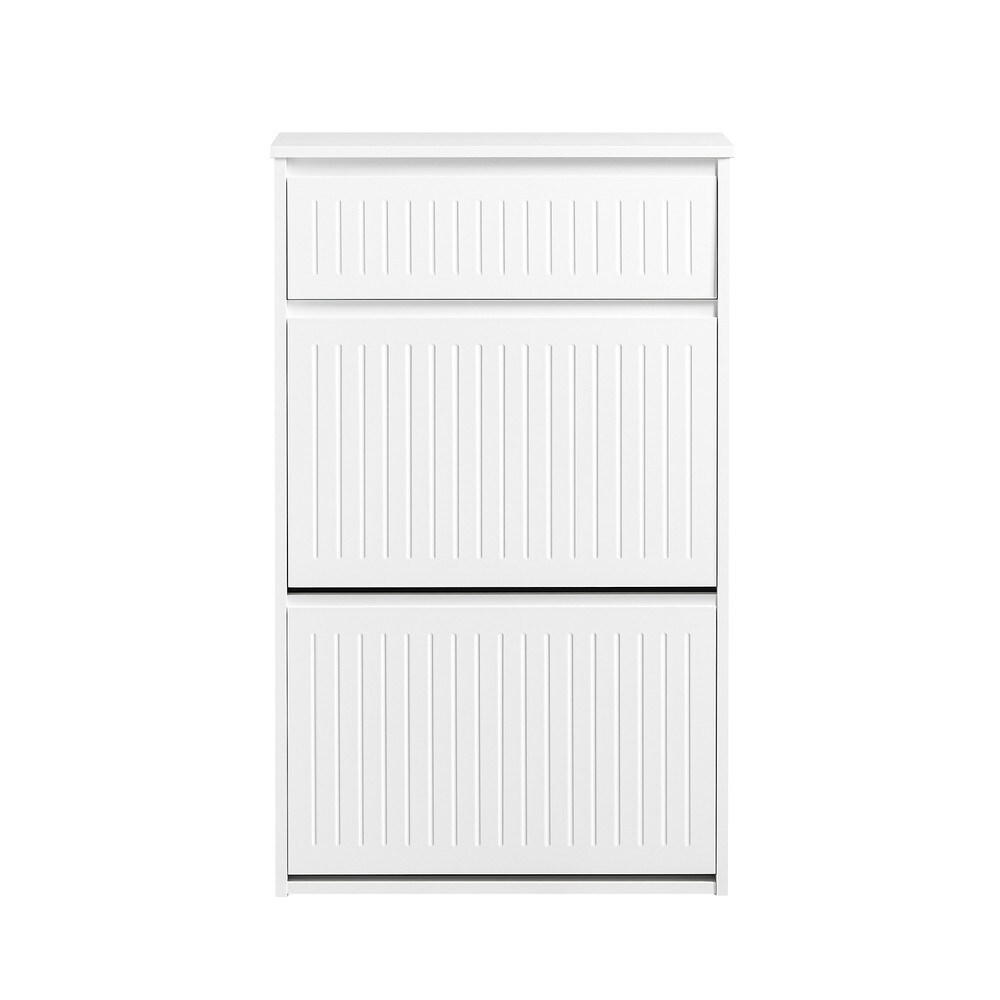 SoBuy Schuhschrank mit 1 Schublade Weiß 61x26x100cm Modern | 04251388630006