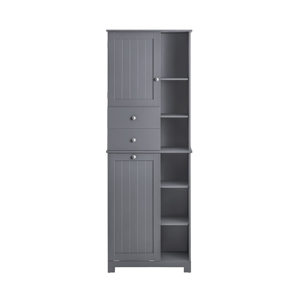 SoBuy Badezimmer-Hochschrank mit 1 Schublade Dunkelgrau 60x38x170cm Funktional | 04251388630136