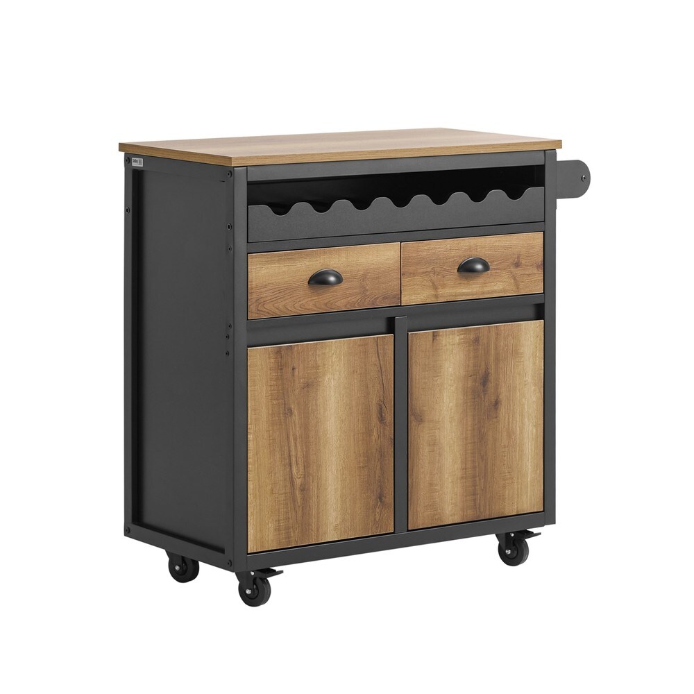 SoBuy Kücheninsel mit 1 Schublade Schwarz 89,5x40x87,5cm Industriell