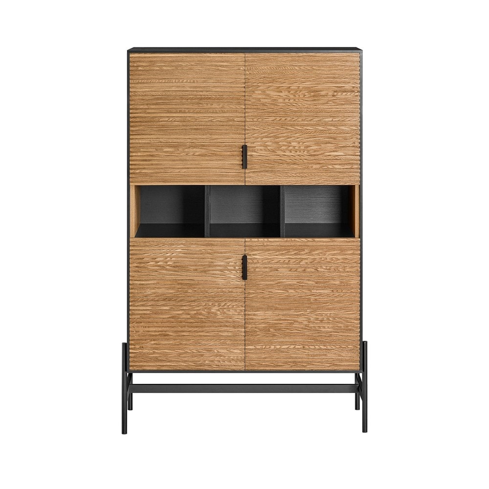 SoBuy Sideboard mit 1 T&uuml;r Schwarz 83x40x132cm Vintage - Bild 1