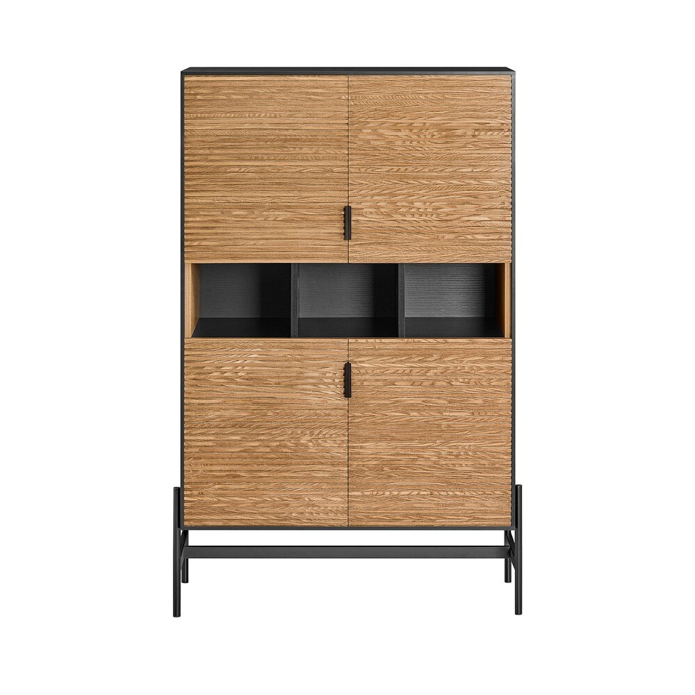 SoBuy Sideboard mit 1 Tür Schwarz 83x40x132cm Vintage | 04251388631065