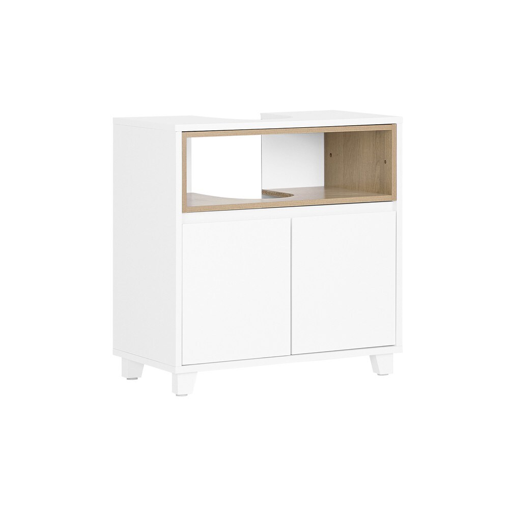 SoBuy Waschbeckenunterschrank mit 2 Türen Weiß 60x30x60cm Modern | 04251388630938