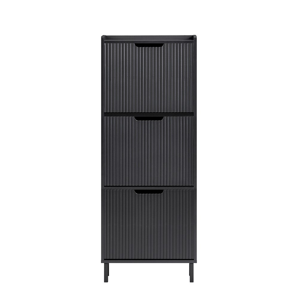 SoBuy Schuhschrank mit 3 Türen Schwarz 50,5x19x129,5cm Modern