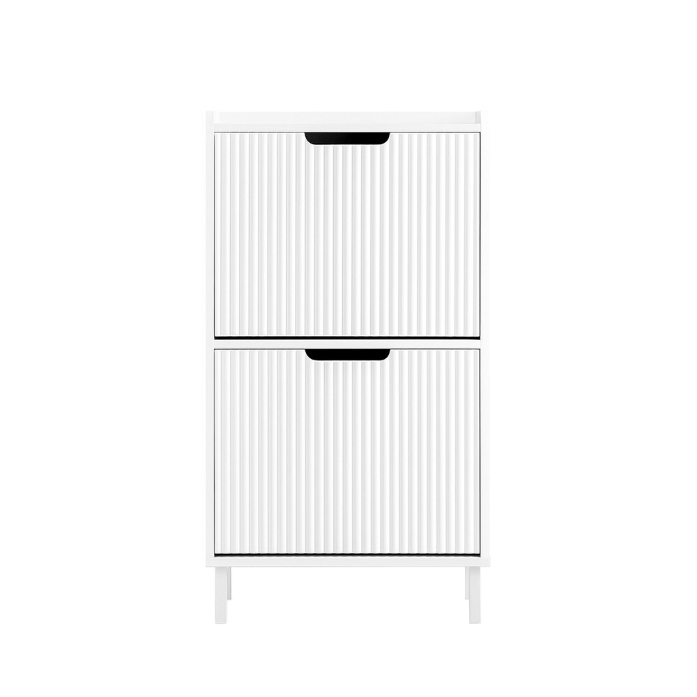 SoBuy Schuhschrank mit 2 Türen Weiß Modern | 04251388632604