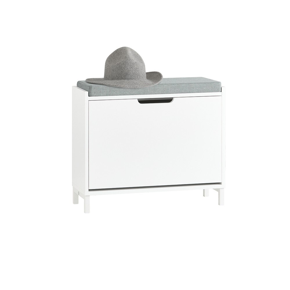 SoBuy Schuhbank mit 1 Tür Weiß 60x24x51cm Industriell | 04251388632123