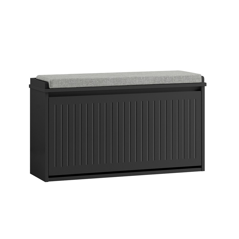 SoBuy Schuhbank mit 1 Tür Schwarz 80x26x45cm Funktional