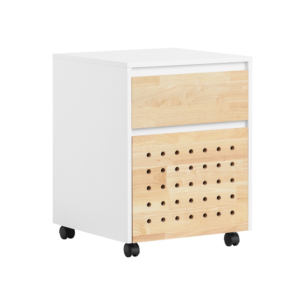 SoBuy Schubladenschrank f&uuml;rs B&uuml;ro mit 2 Schubladen Holzfarbe 45x45x59cm Modern - Bild 1
