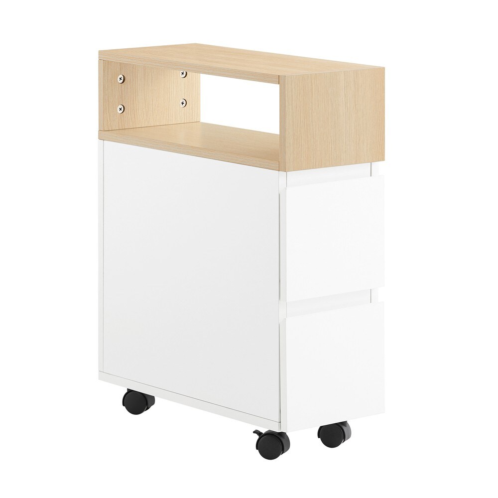 SoBuy Nachttisch mit 2 Schubladen Holzfarbe 50x20x61cm Minimalistisch