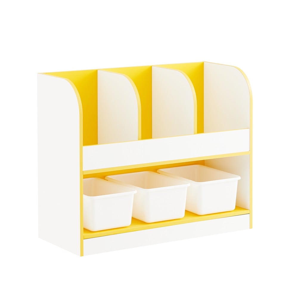 SoBuy Kinderregal mit 3 F&auml;chern Gelb 70x30x58cm Funktional - Bild 1