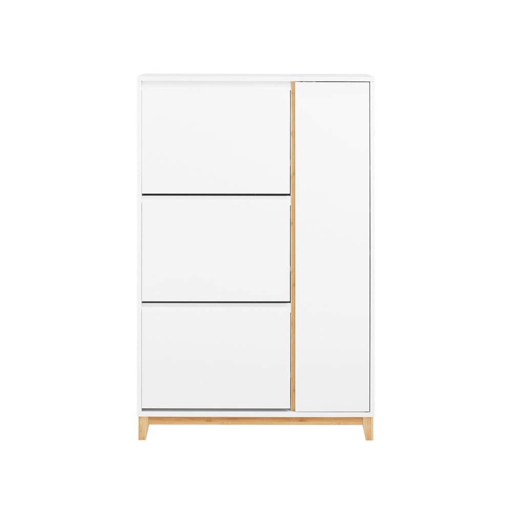 SoBuy Schuhschrank mit 3 T&uuml;ren Holzfarbe 80x34x122,1cm Minimalistisch - Bild 1
