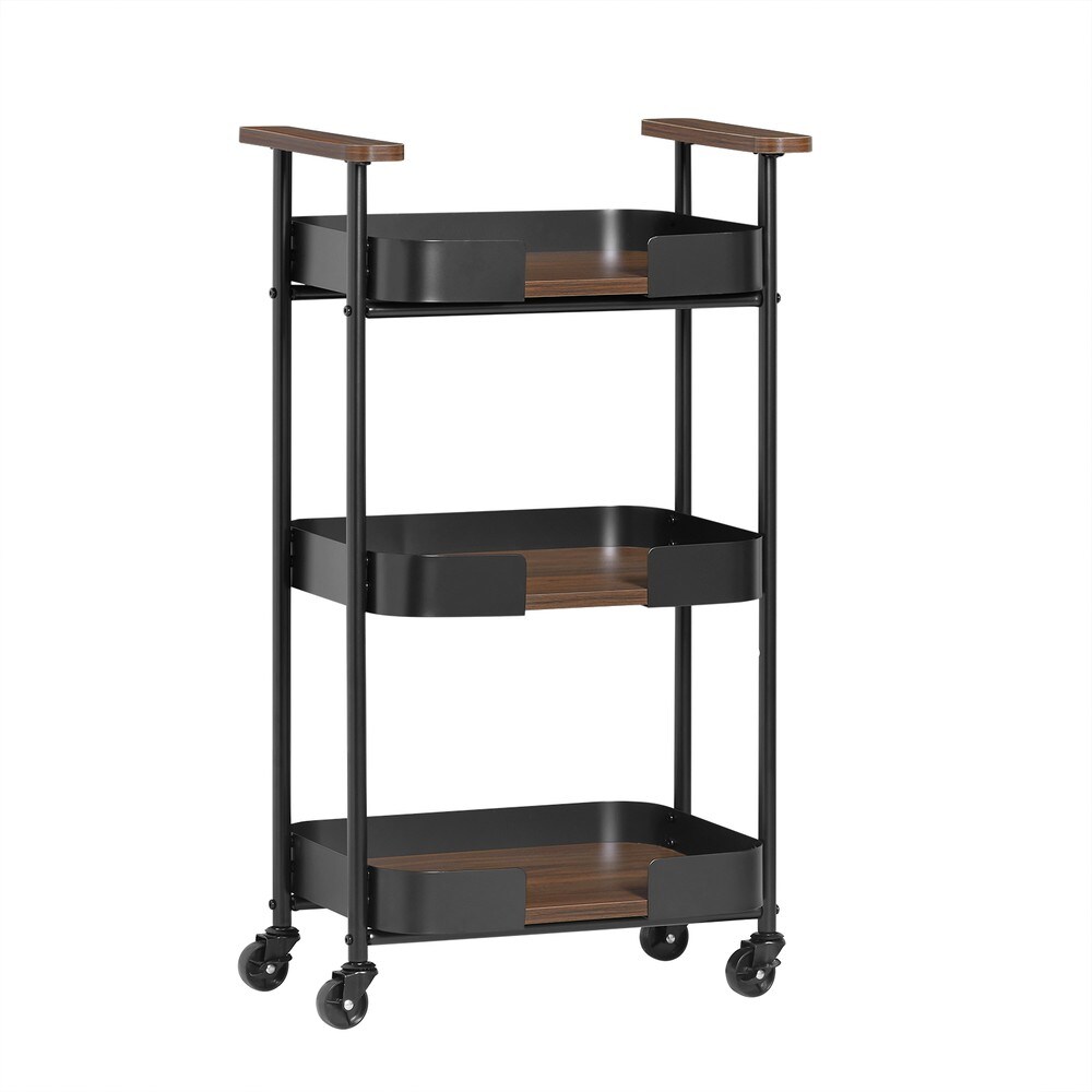 SoBuy K&uuml;chenwagen mit 3 Ablagen Schwarz 50x32x85,5cm Industriell - Bild 1