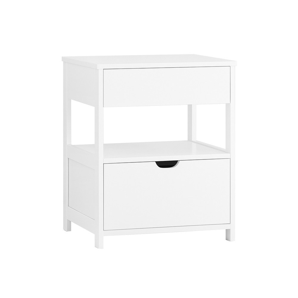 SoBuy Nachttisch mit 2 Schubladen Weiß 45x38x55,6cm Modern | 04251388632918