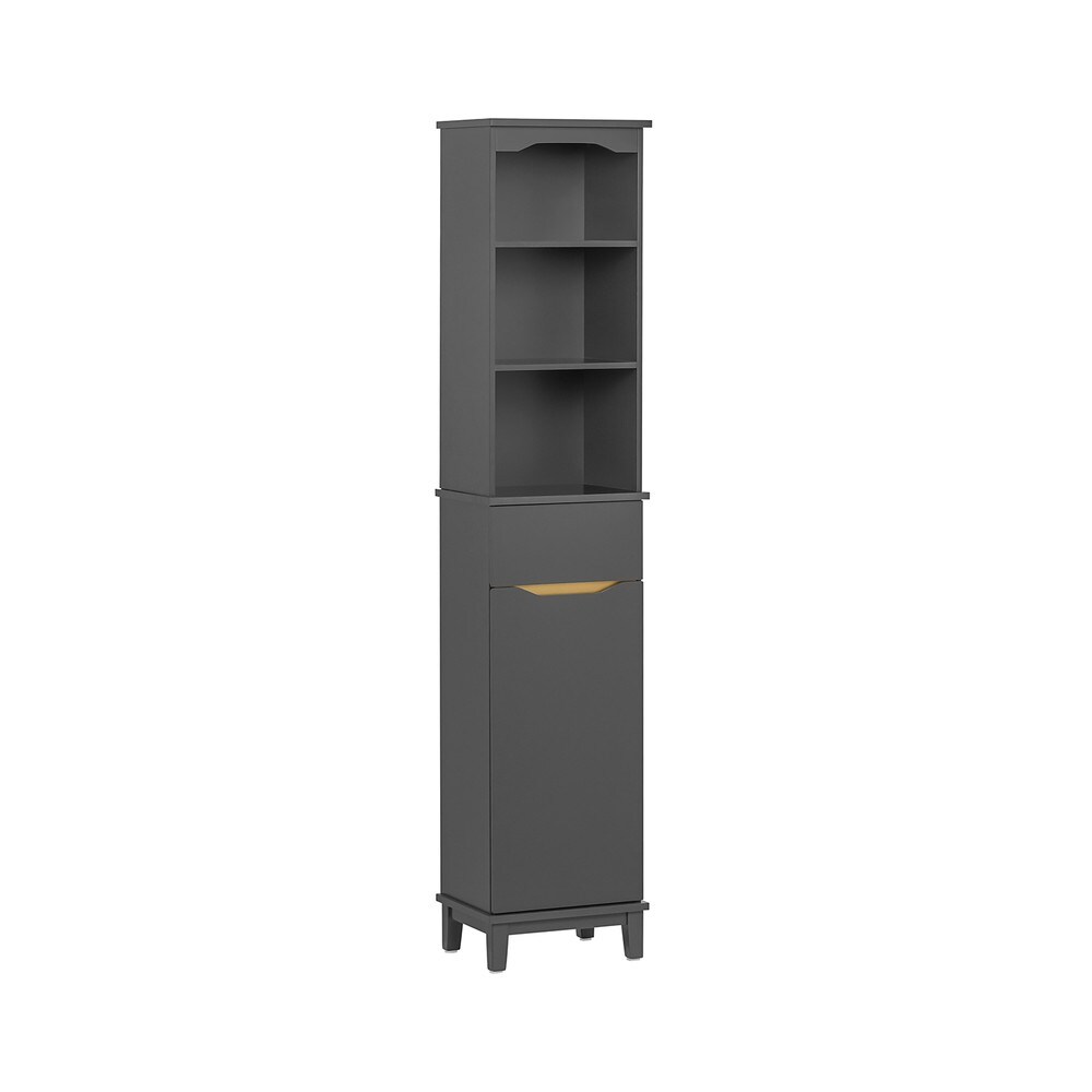 SoBuy Badezimmer-Hochschrank mit 1 Schublade Dunkelgrau 35x30x171cm Funktional | 04251388633311