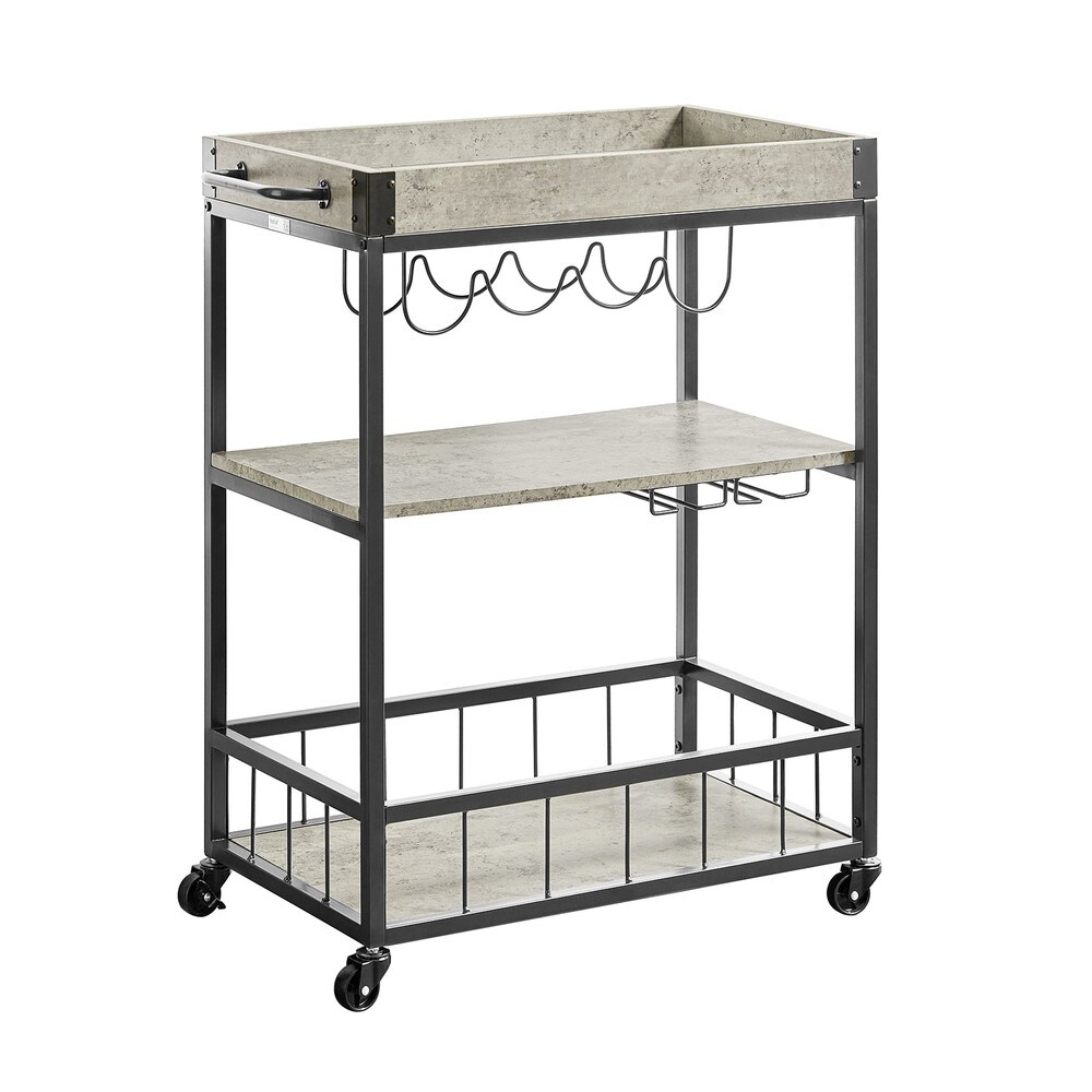 SoBuy Küchenwagen mit 3 Shelves Hellgrau 40,01×80,01×89,99cm Industriell | 04251388609286