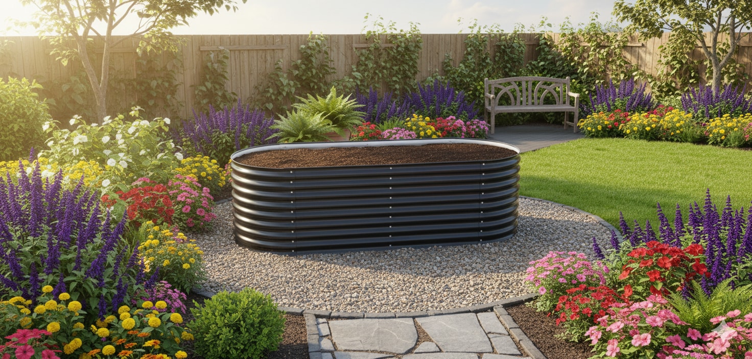 Hochbeet Stahl Oval - M - 240(L) x 80(W) x 80 (H) - Anthrazit - Bild 1