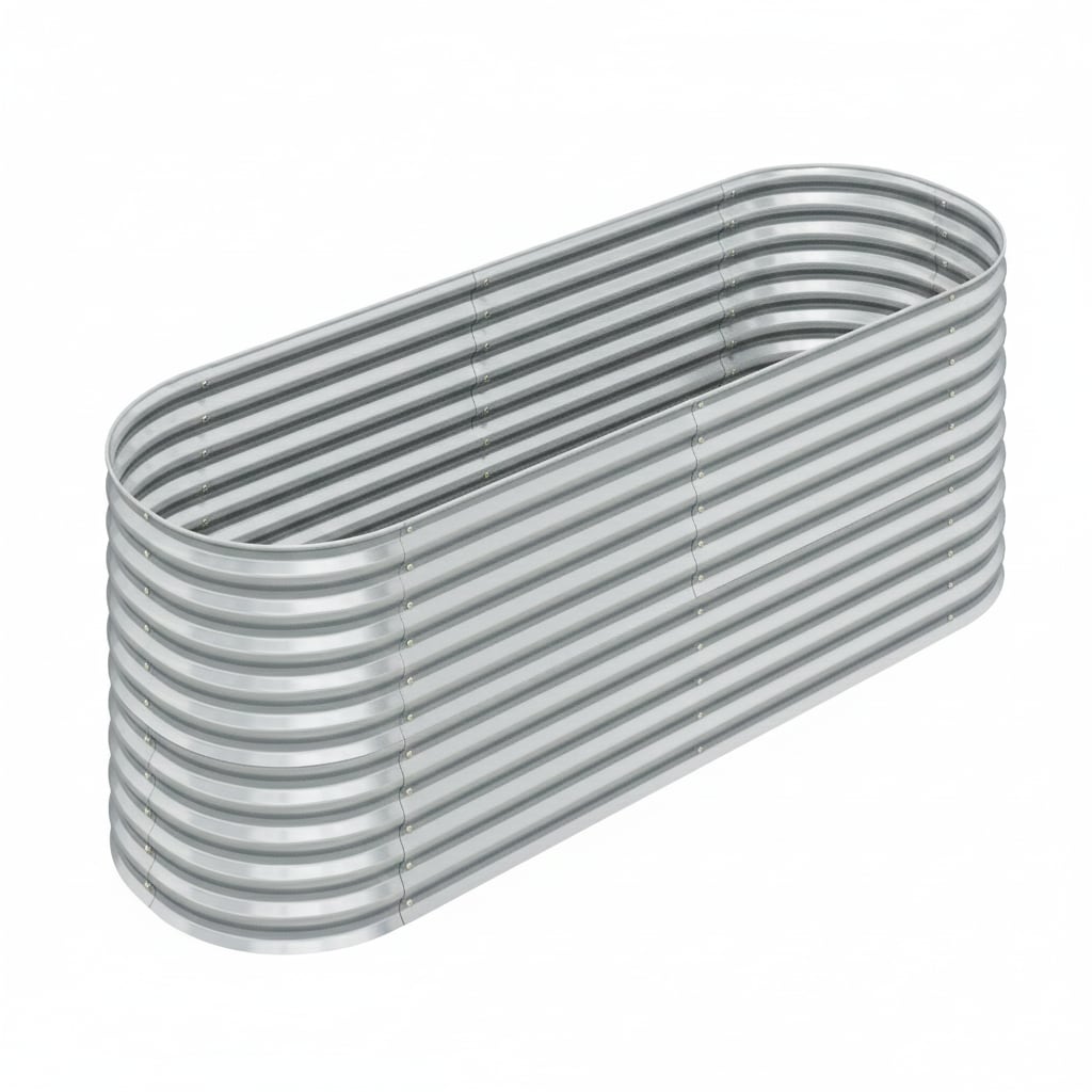 Hochbeet Stahl Oval - M - 240(L) x 80(W) x 80 (H) - Silber - Bild 1