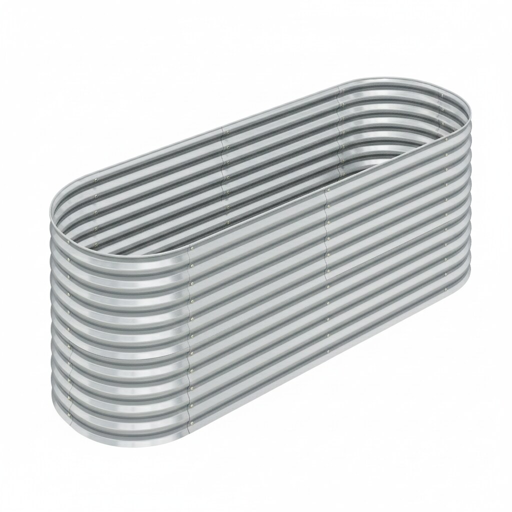 Hochbeet Stahl Oval - M - 240(L) x 80(W) x 80 (H) - Silber