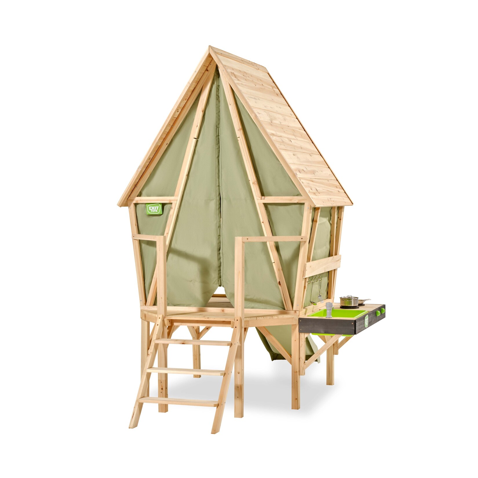 EXIT Yuki 350 Holzspielhaus mit Rutsche, Balkon und Küche