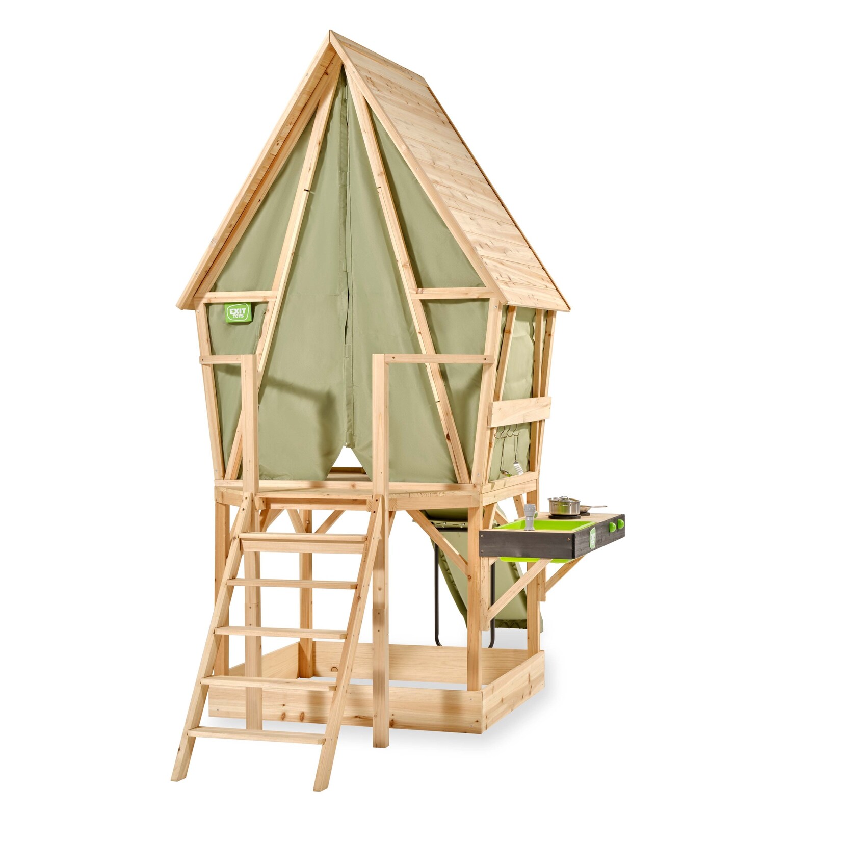 EXIT Yuki 550 Holzspielhaus mit Rutsche, Balkon und Küche