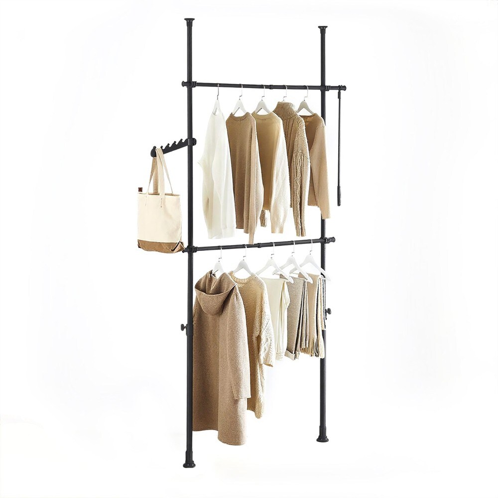 SoBuy Garderobenständer verstellbar Schwarz 27x76,99x103cm Industriell