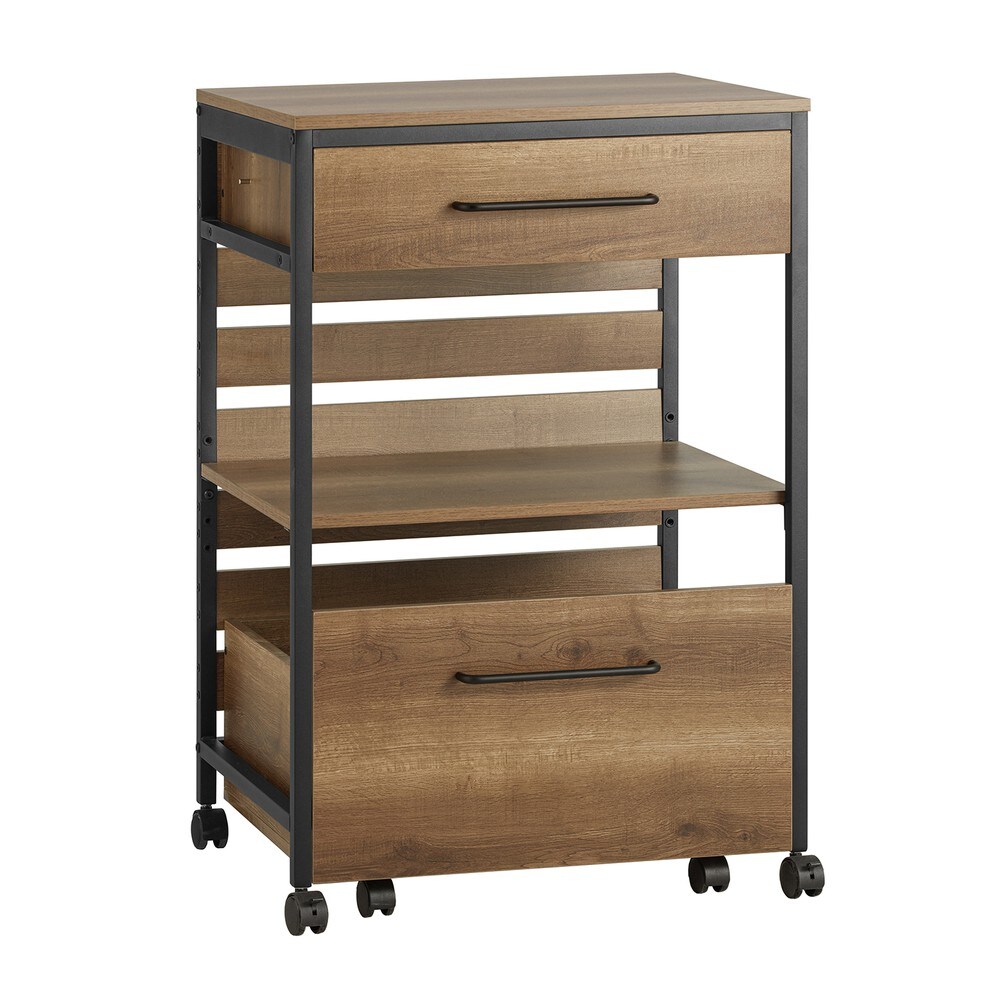 SoBuy K&uuml;chenwagen mit 2 Schubladen Dunkelbraun 45,01x59,99x89,99cm Industriell - Bild 1