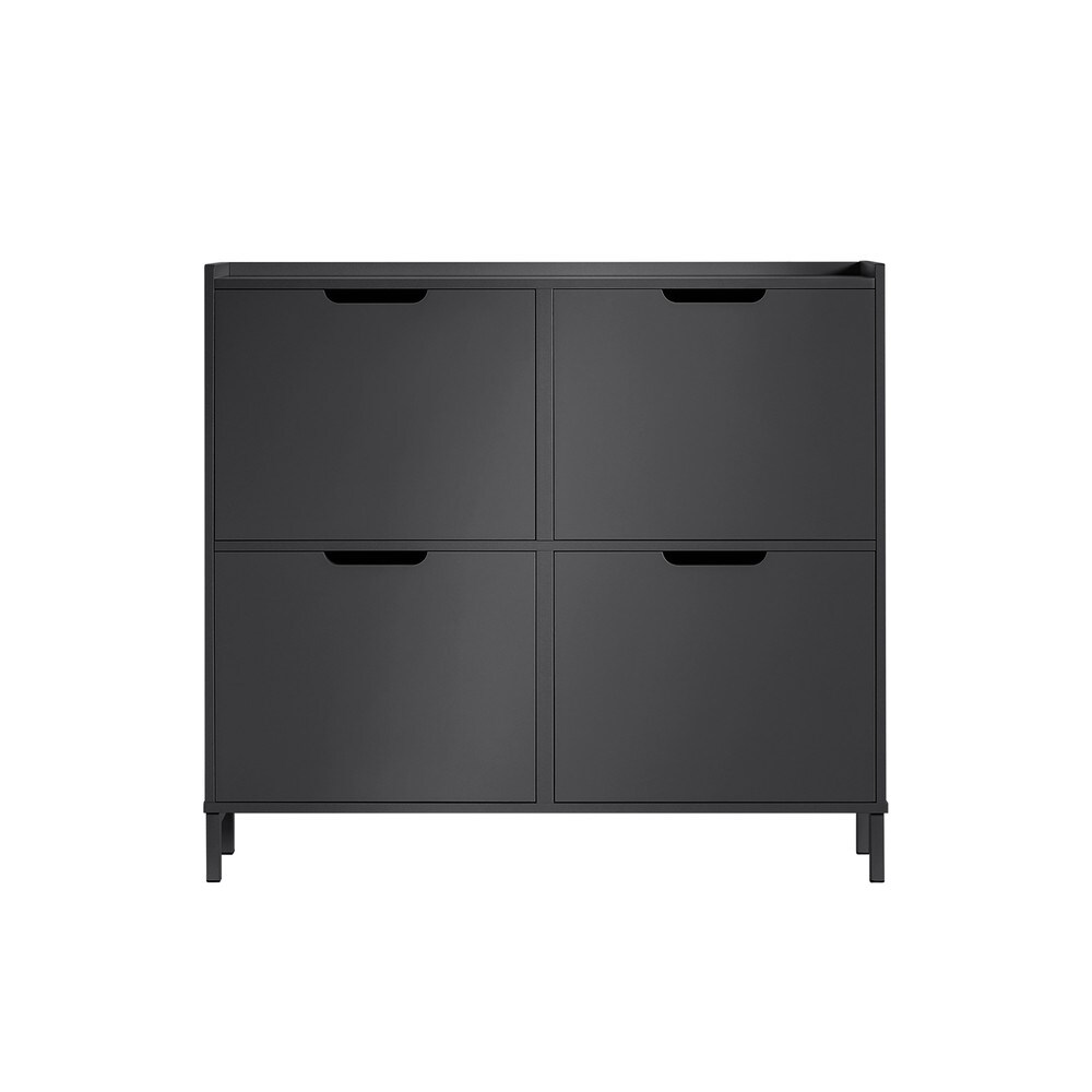 SoBuy Schuhschrank mit 4 T&uuml;ren Schwarz 19x100x89,99cm Minimalistisch - Bild 1