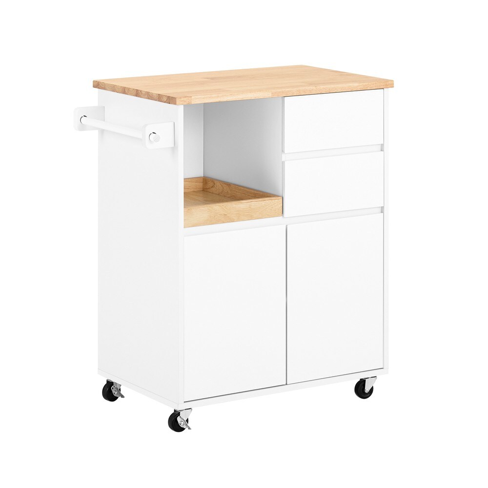 SoBuy Küchenwagen mit 2 Schubladen Holzfarbe 42,01x72,01x84cm Modern