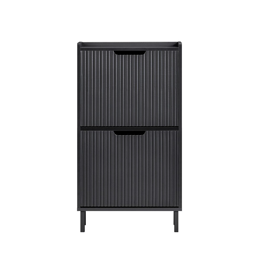 SoBuy Schuhschrank mit 2 T&uuml;ren Schwarz 19x50,01x89,99cm Modern - Bild 1