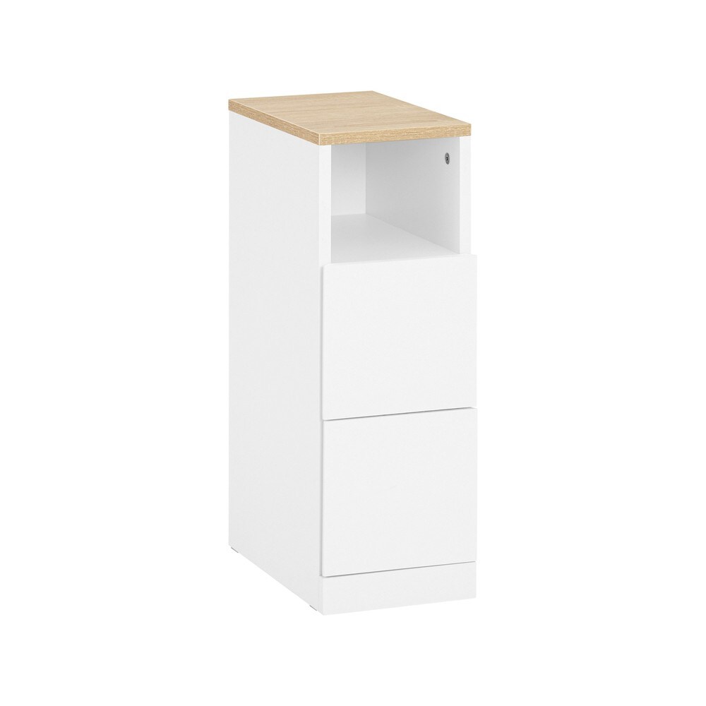 SoBuy Nachttisch mit 2 Schubladen Weiß 35x19,99x59,99cm Modern
