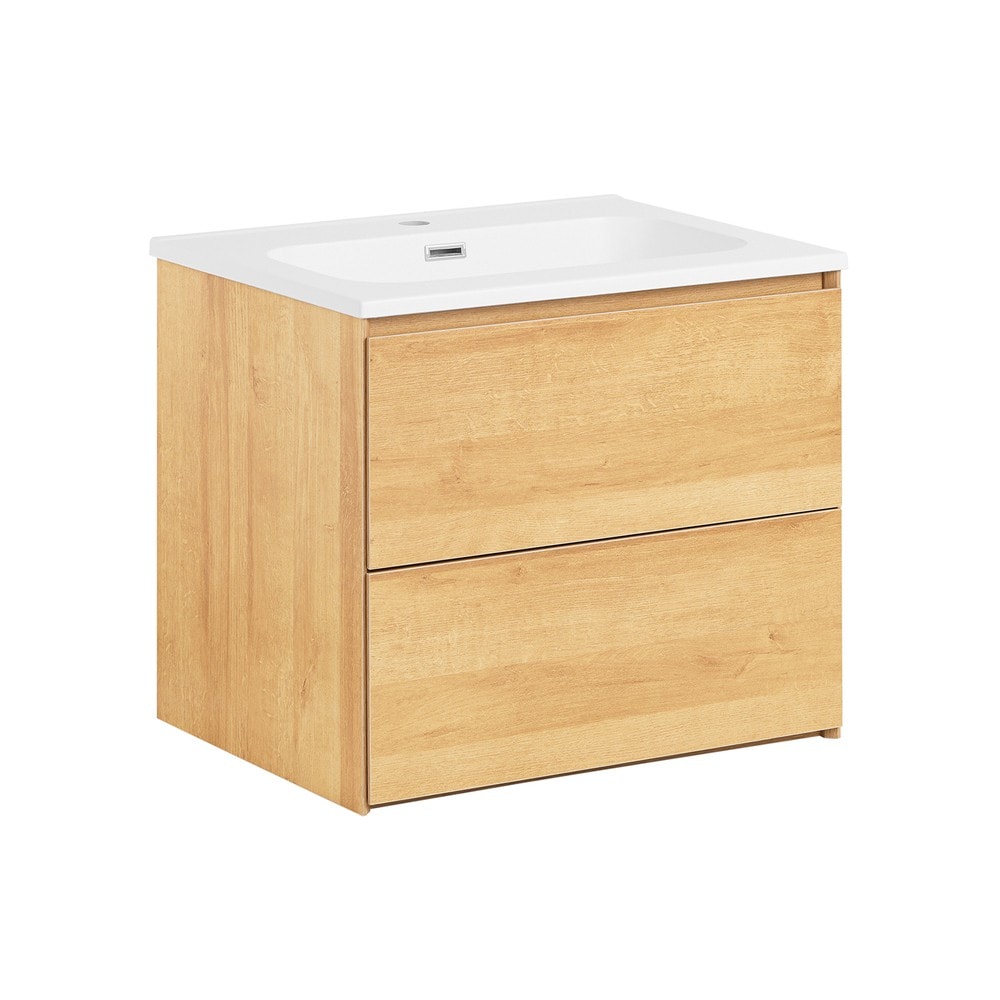 SoBuy Waschbeckenunterschrank mit 2 Schubladen Holzfarbe 61x46x54cm Minimalistisch - Bild 1