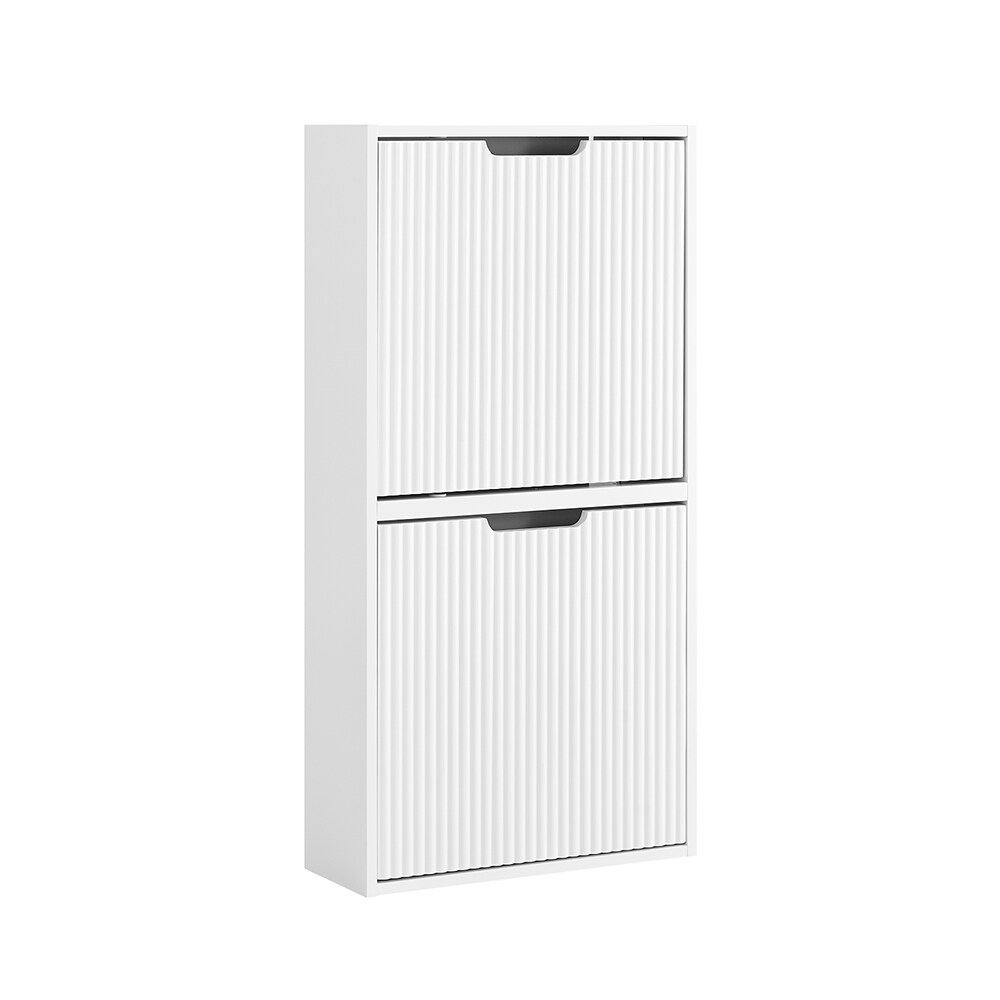 SoBuy Schuhschrank mit 2 Türen Weiß 50x19x99,6cm Nordisch