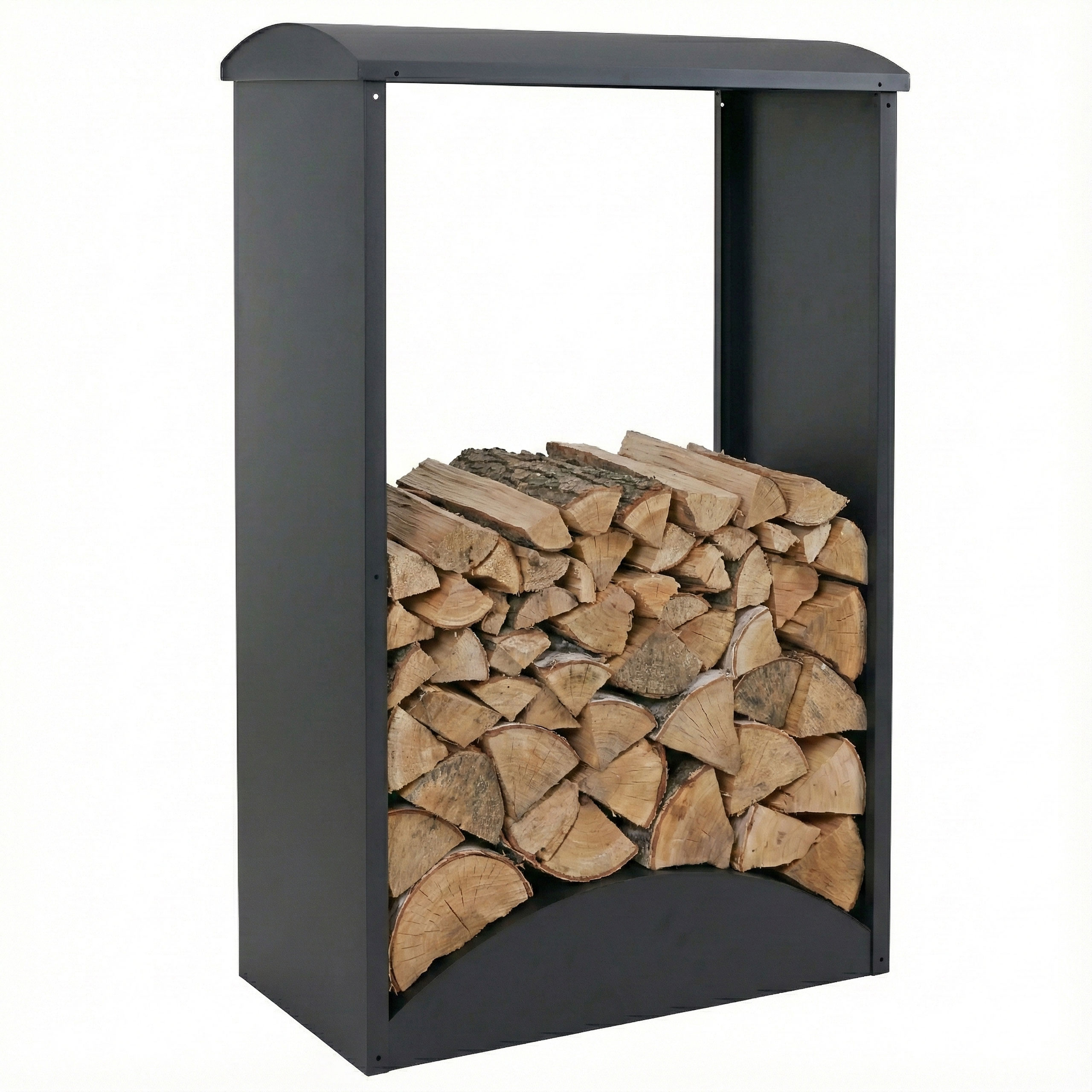 Brennholzlager MCW-P77, Kamin-/Feuerholzregal Holzlager Holzunterstand Outdoor Metall 160x98x50cm ~ anthrazit - Bild 1