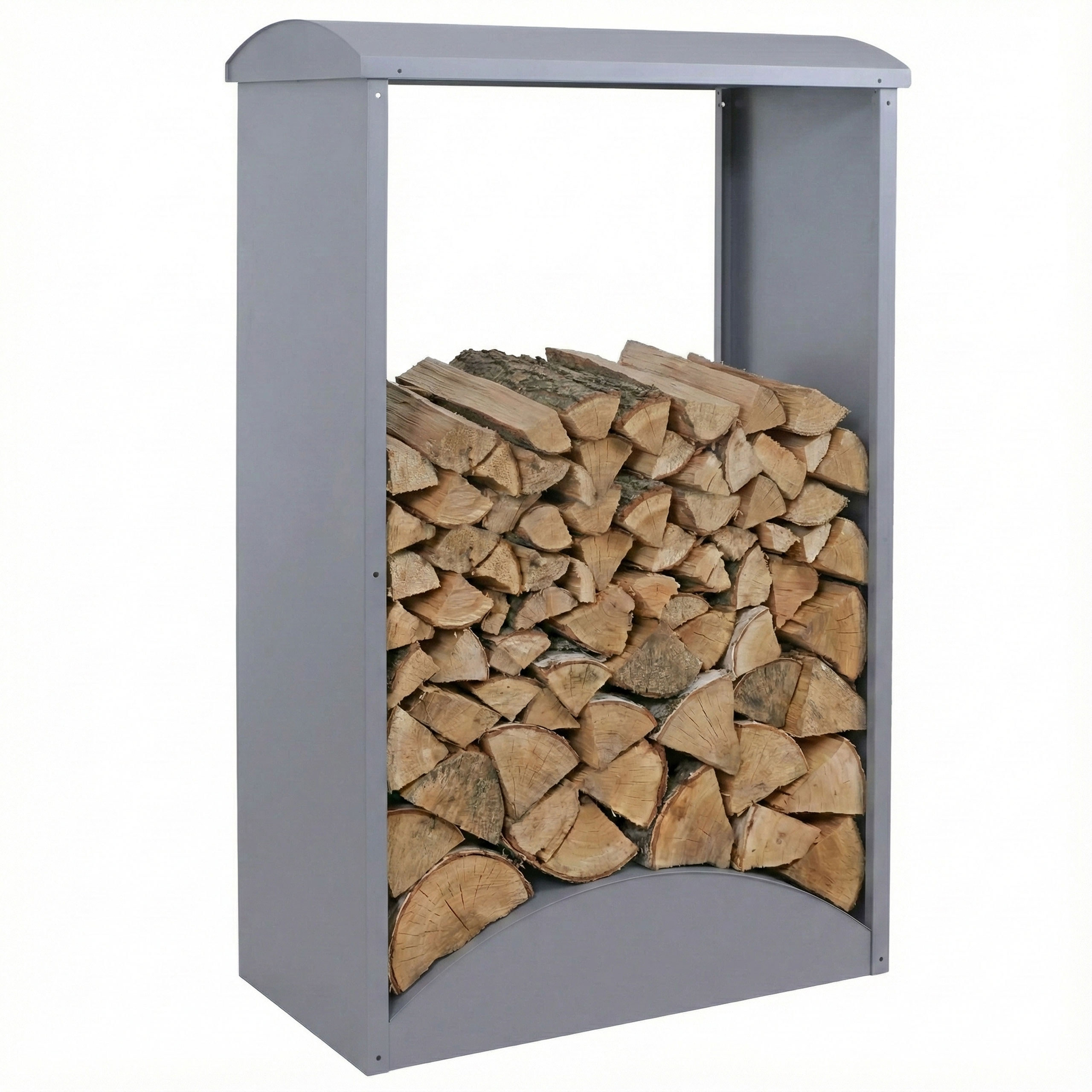 Brennholzlager MCW-P77, Kamin-/Feuerholzregal Holzlager Holzunterstand Outdoor Metall 160x98x50cm ~ grau - Bild 1