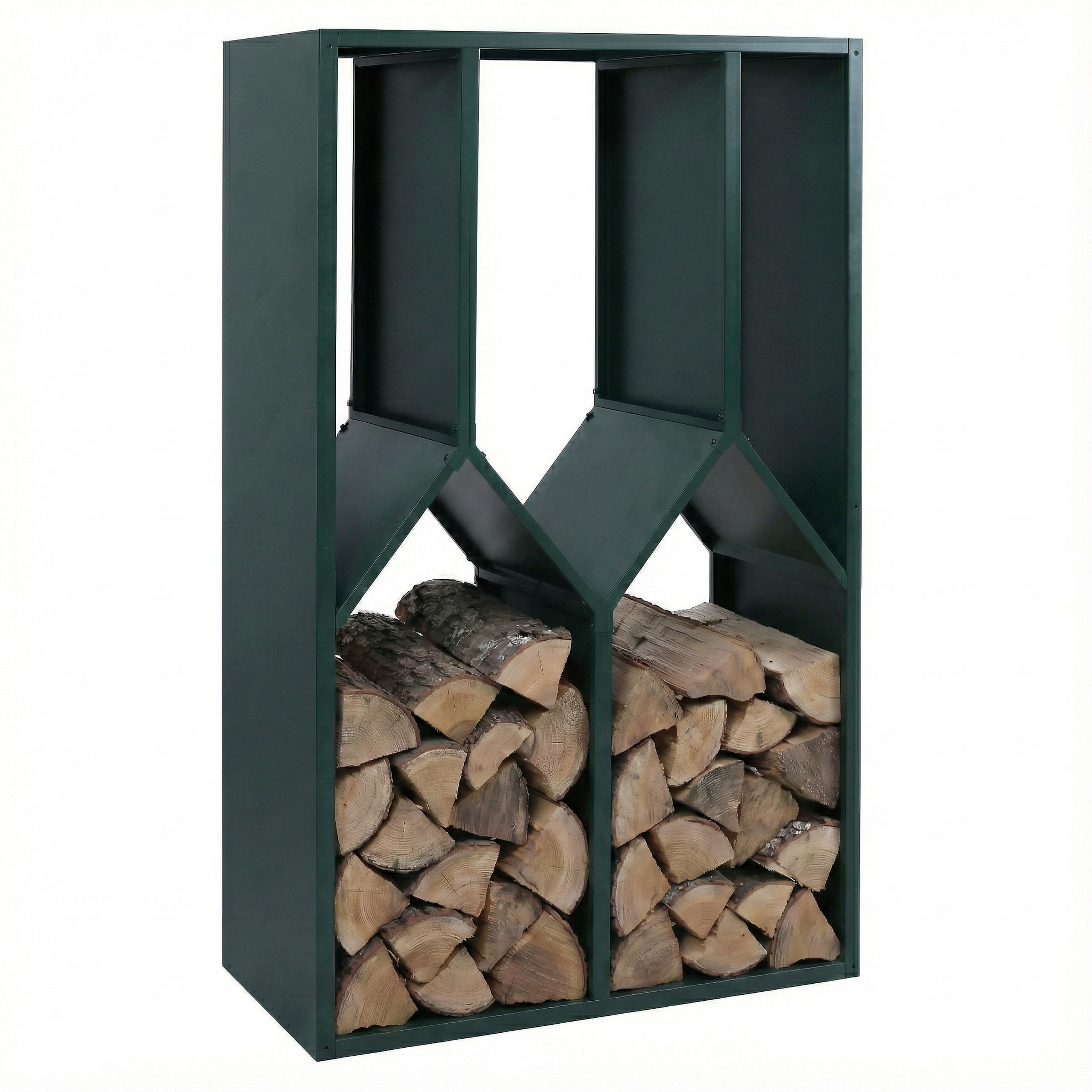 Brennholzlager MCW-P76, Kamin-/Feuerholzregal Holzlager Holzunterstand Outdoor Metall 160x95x50cm ~ gr&uuml;n - Bild 1