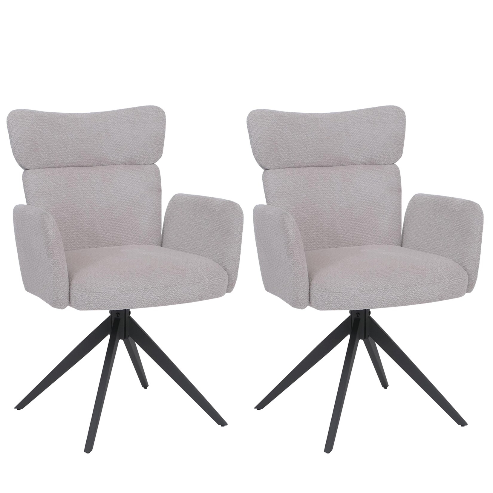 2er-Set Esszimmerstuhl MCW-N11, Stuhl, drehbar Auto-Return Stoff Bouclé 350g/m² ~ hellgrau, Beine dunkelgrau