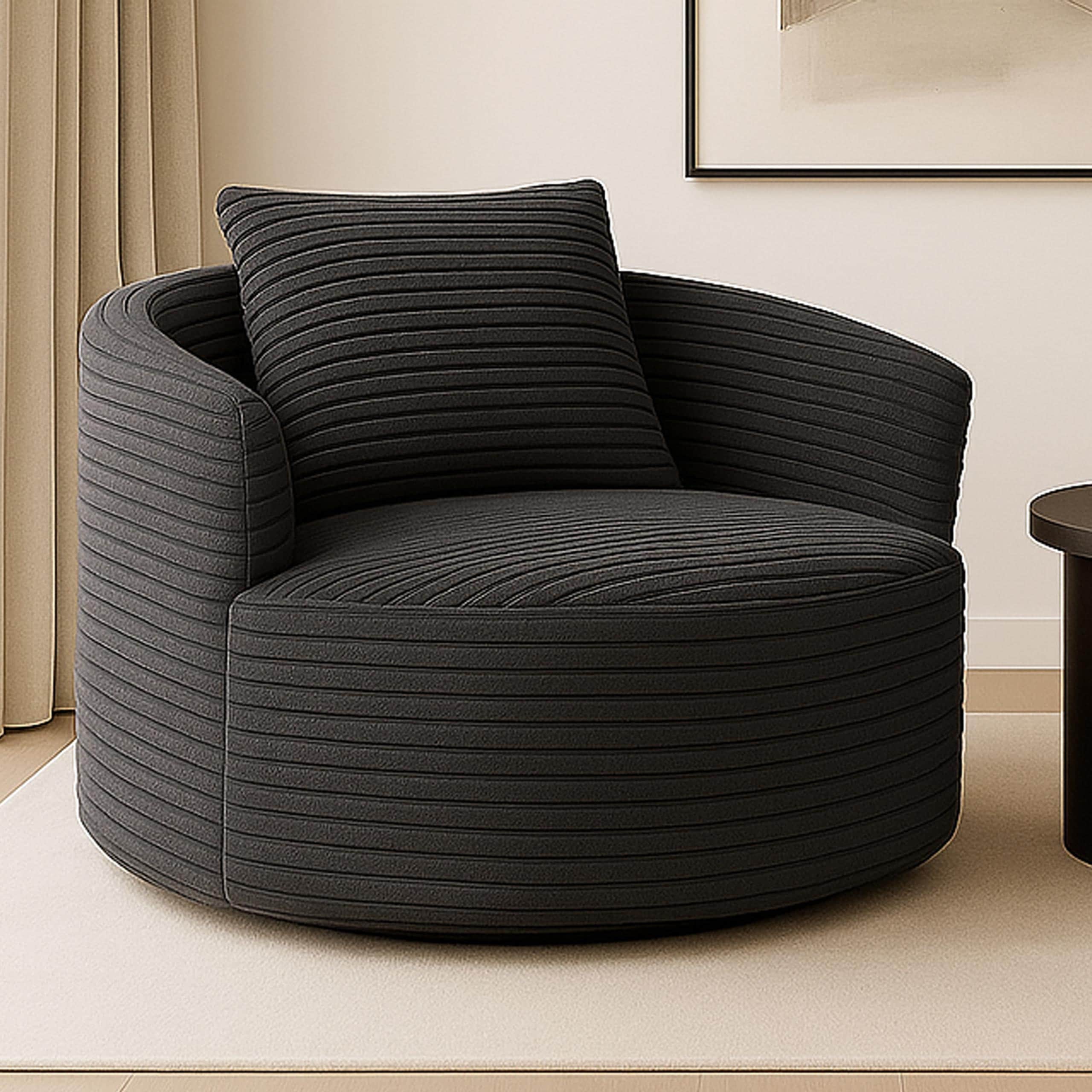 Sessel MCW-P18, Loungesessel Relaxsessel Polstersessel Cocktailsessel, Stoff/Textil Cord (370g/m&sup2;) ~ dunkelgrau - Bild 1