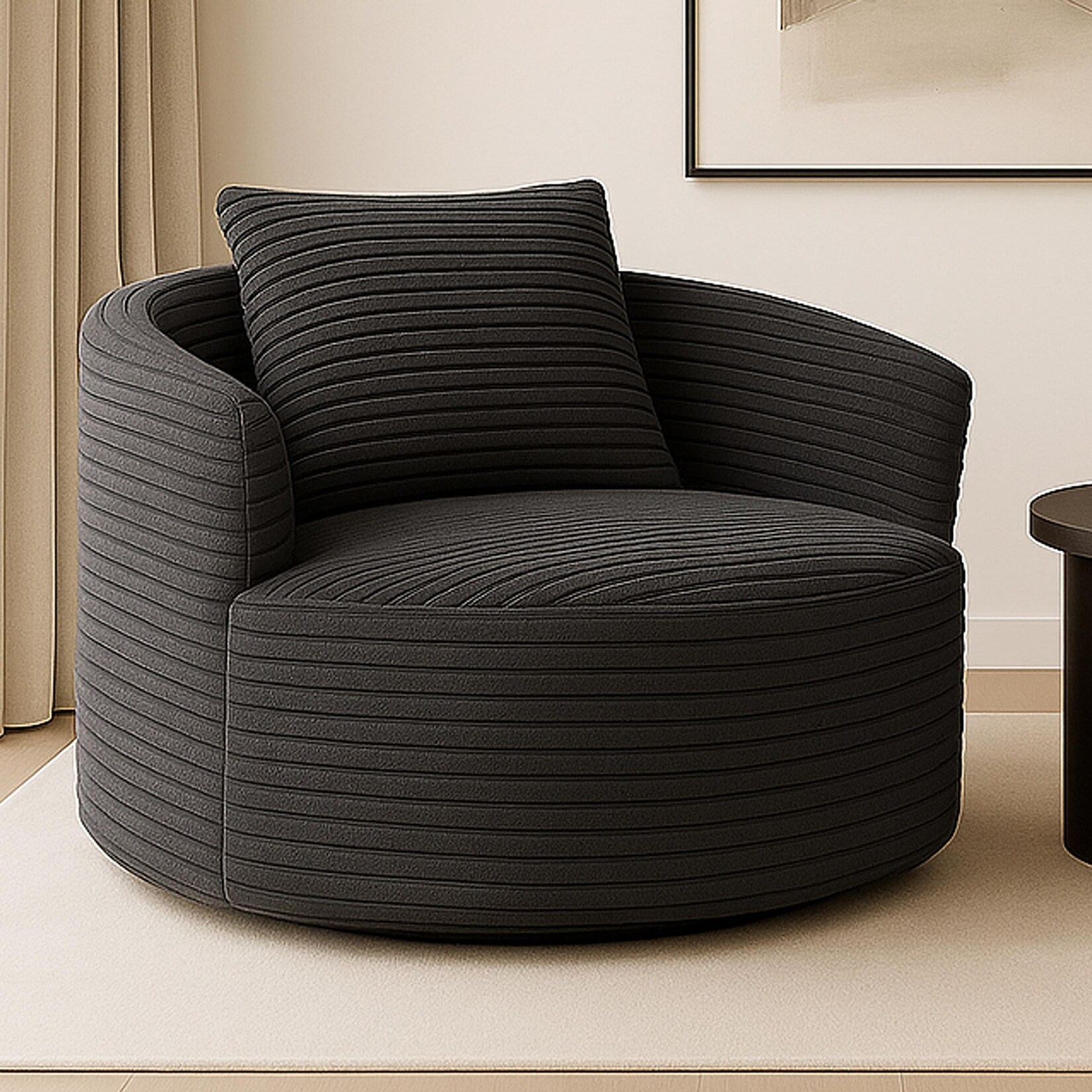 Sessel MCW-P18, Loungesessel Relaxsessel Polstersessel Cocktailsessel, Stoff/Textil Cord (370g/m²) ~ dunkelgrau