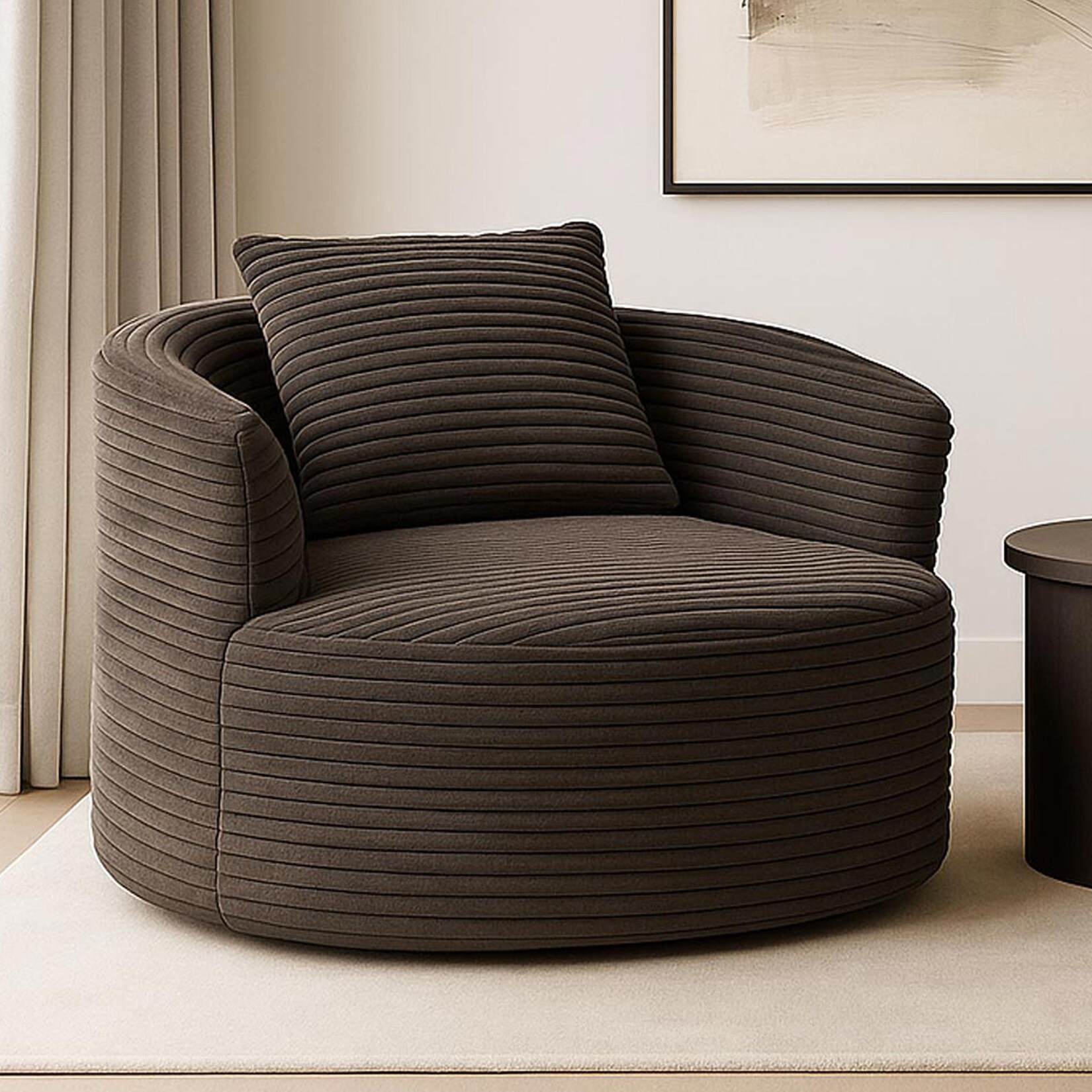 Sessel MCW-P18, Loungesessel Relaxsessel Polstersessel Cocktailsessel, Stoff/Textil Cord (370g/m²) ~ braun
