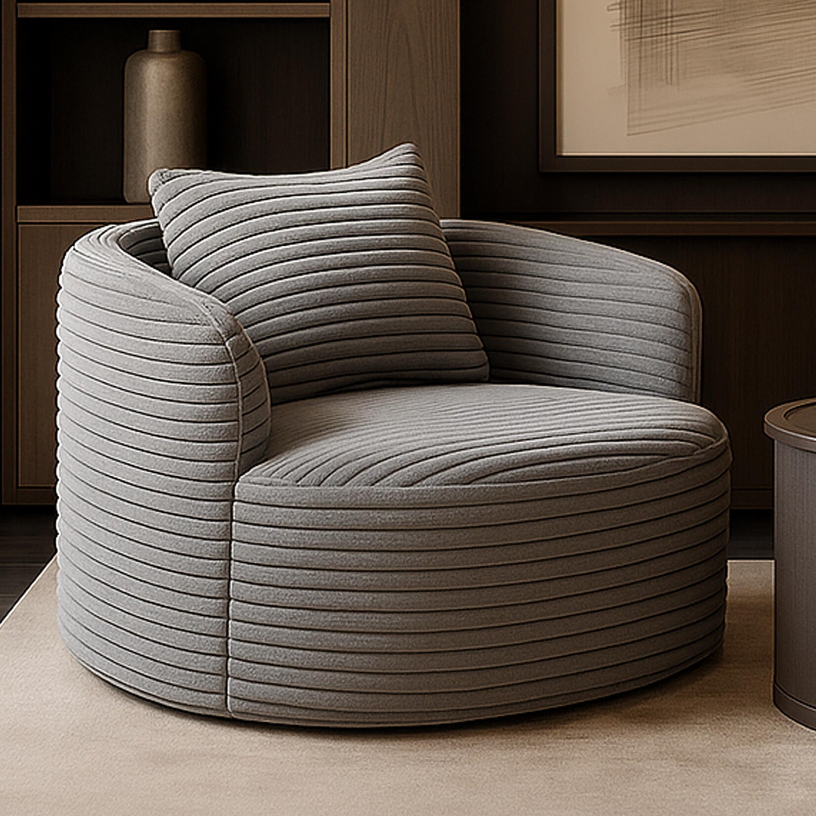 Sessel MCW-P18, Loungesessel Relaxsessel Polstersessel Cocktailsessel, Stoff/Textil Cord (370g/m²) ~ hellgrau