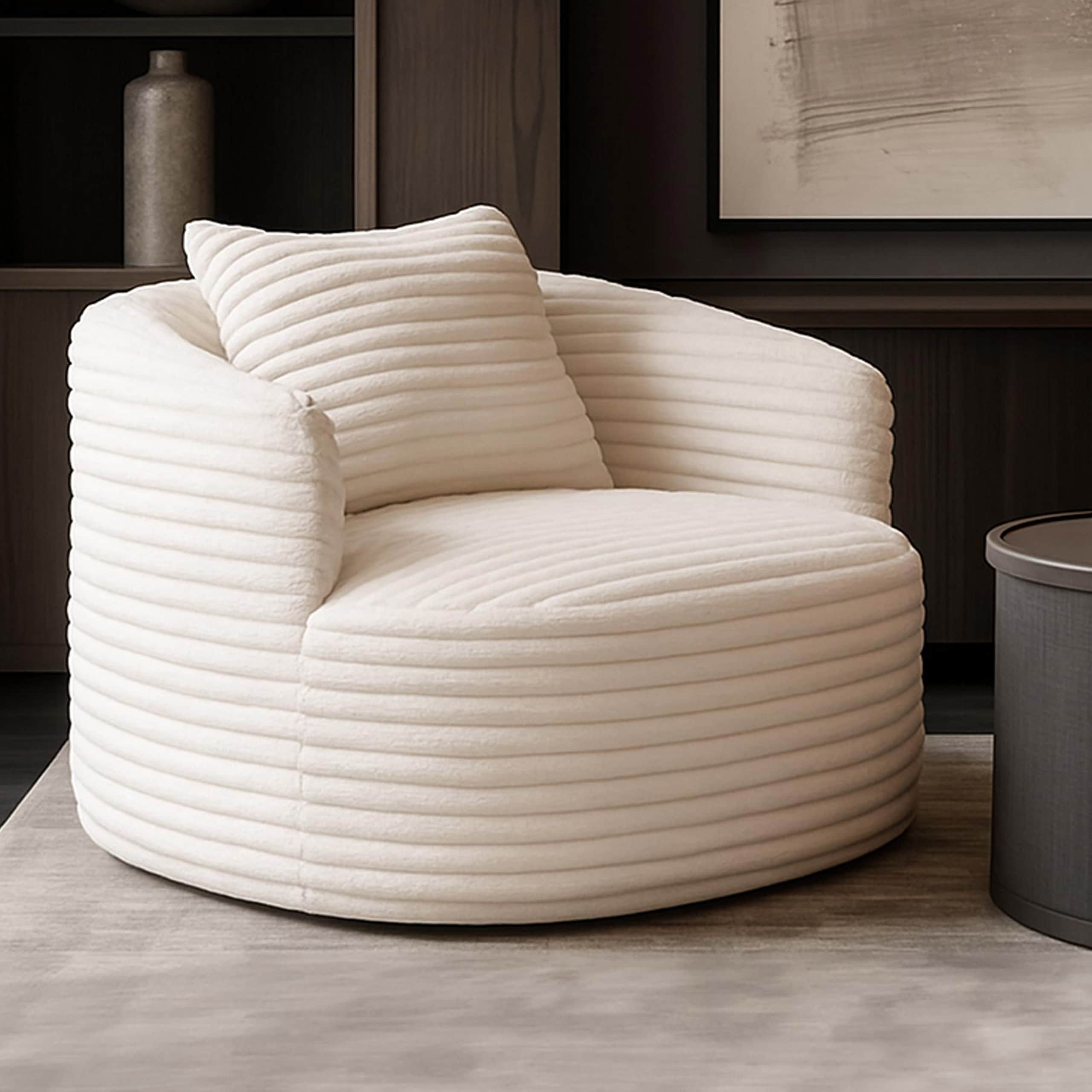 Sessel MCW-P18, Loungesessel Relaxsessel Polstersessel Cocktailsessel, Stoff/Textil Cord (370g/m&sup2;) ~ wei&szlig; - Bild 1