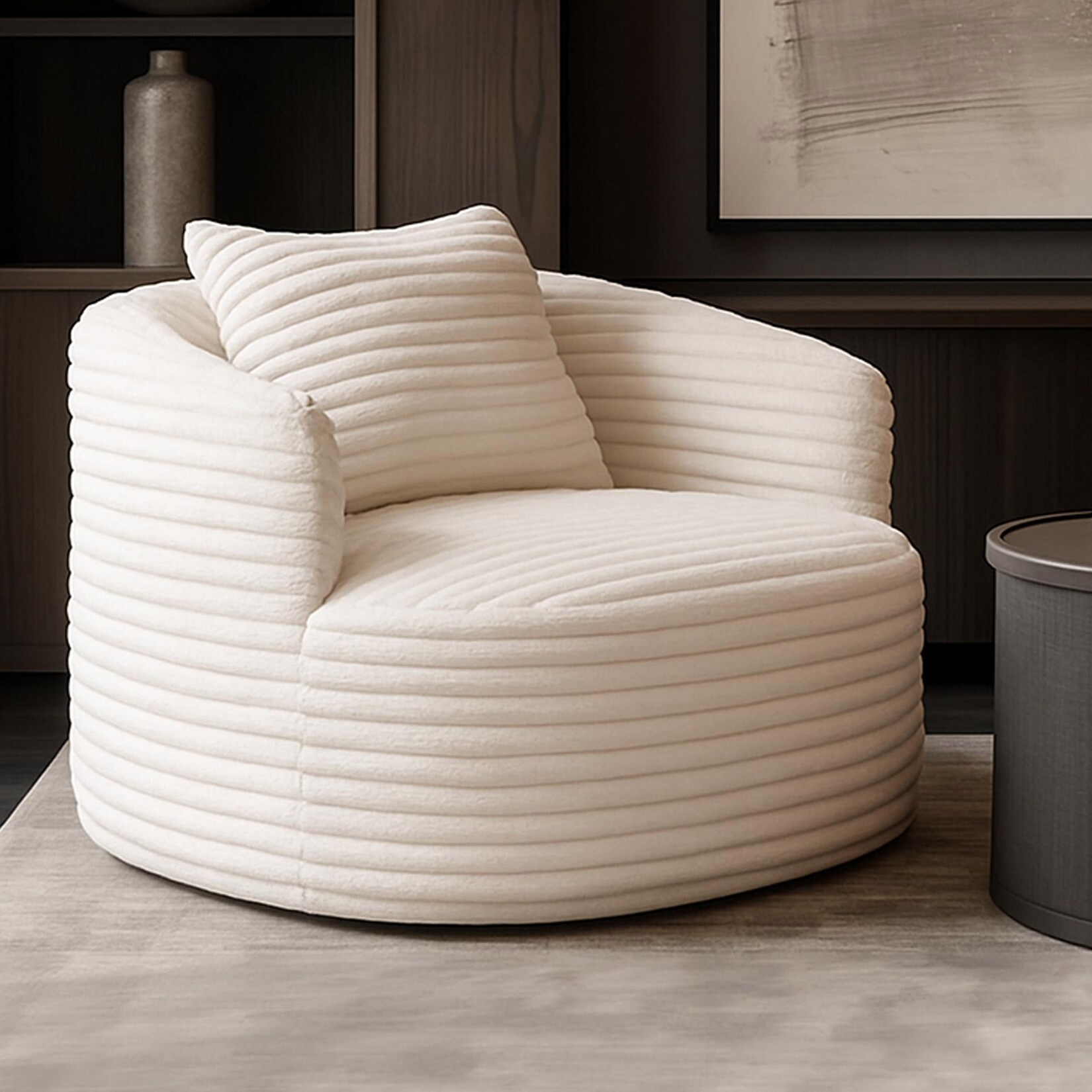 Sessel MCW-P18, Loungesessel Relaxsessel Polstersessel Cocktailsessel, Stoff/Textil Cord (370g/m²) ~ weiß