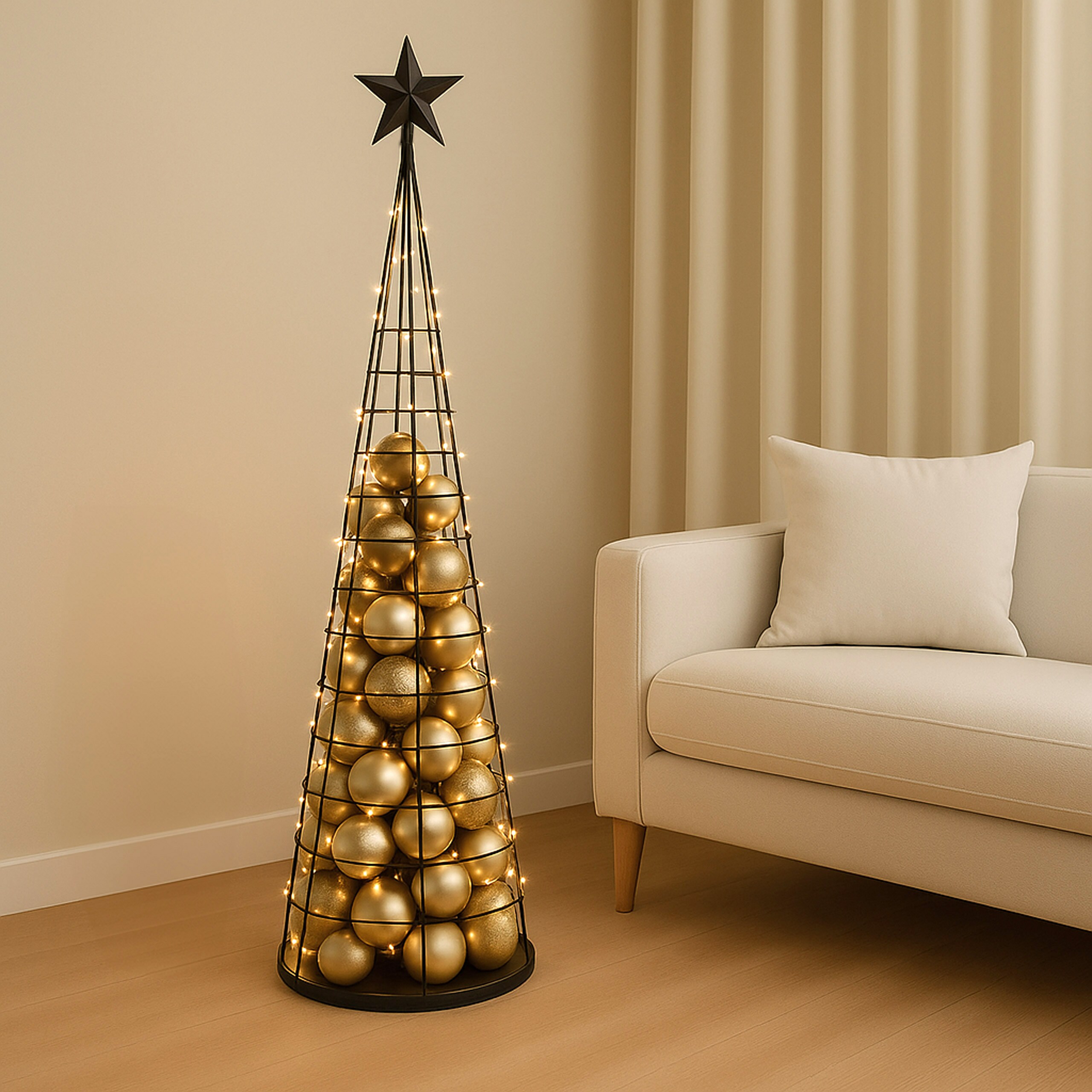 Deko-Baum MCW-O91, Weihnachtsbaum Schmuckbaum Weihnachtsdeko Christbaum zum Beschm&uuml;cken, Metall 160cm ~ schwarz - Bild 1