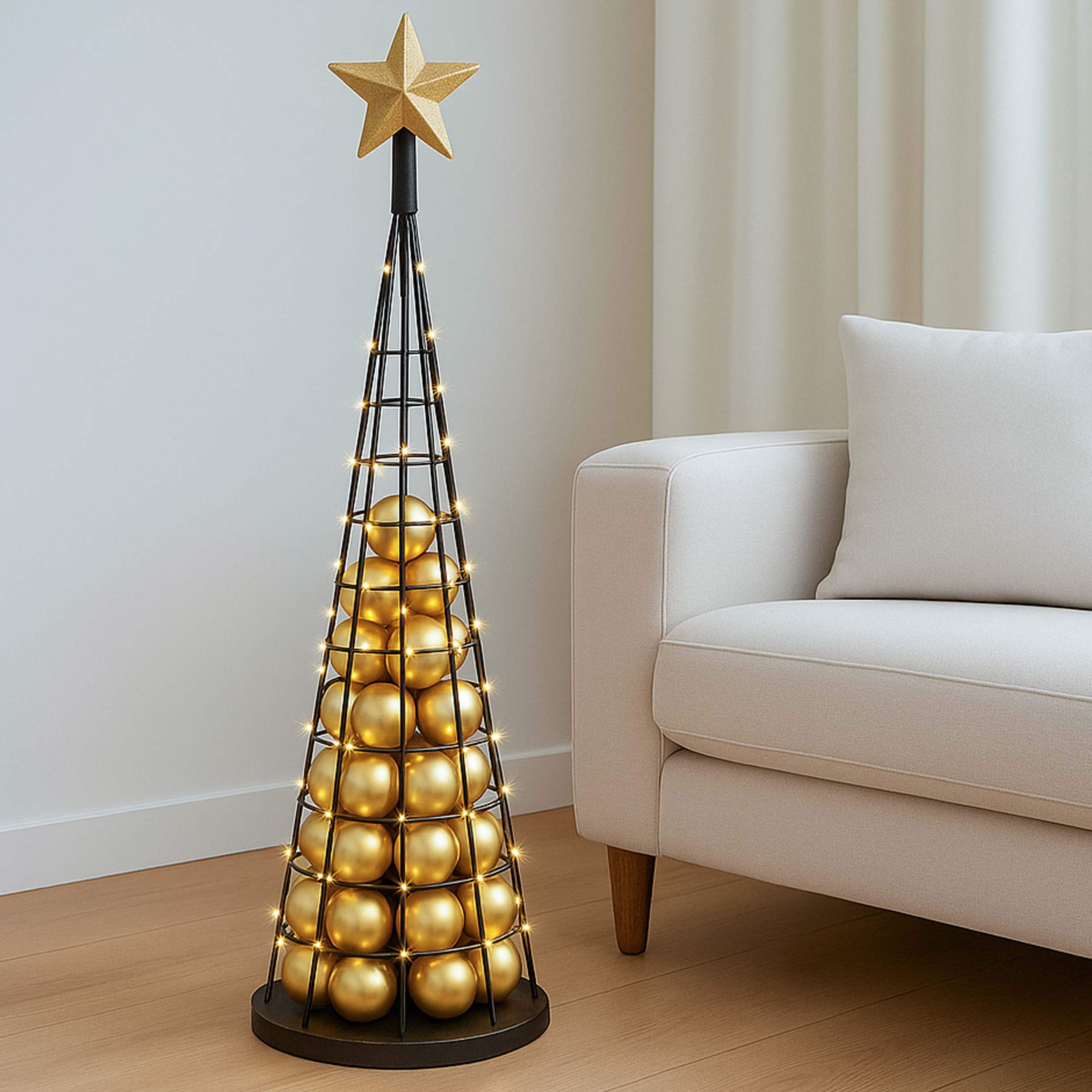 Deko-Baum MCW-O91, Weihnachtsbaum Schmuckbaum Weihnachtsdeko Christbaum zum Beschm&uuml;cken, Metall 115cm ~ schwarz - Bild 1