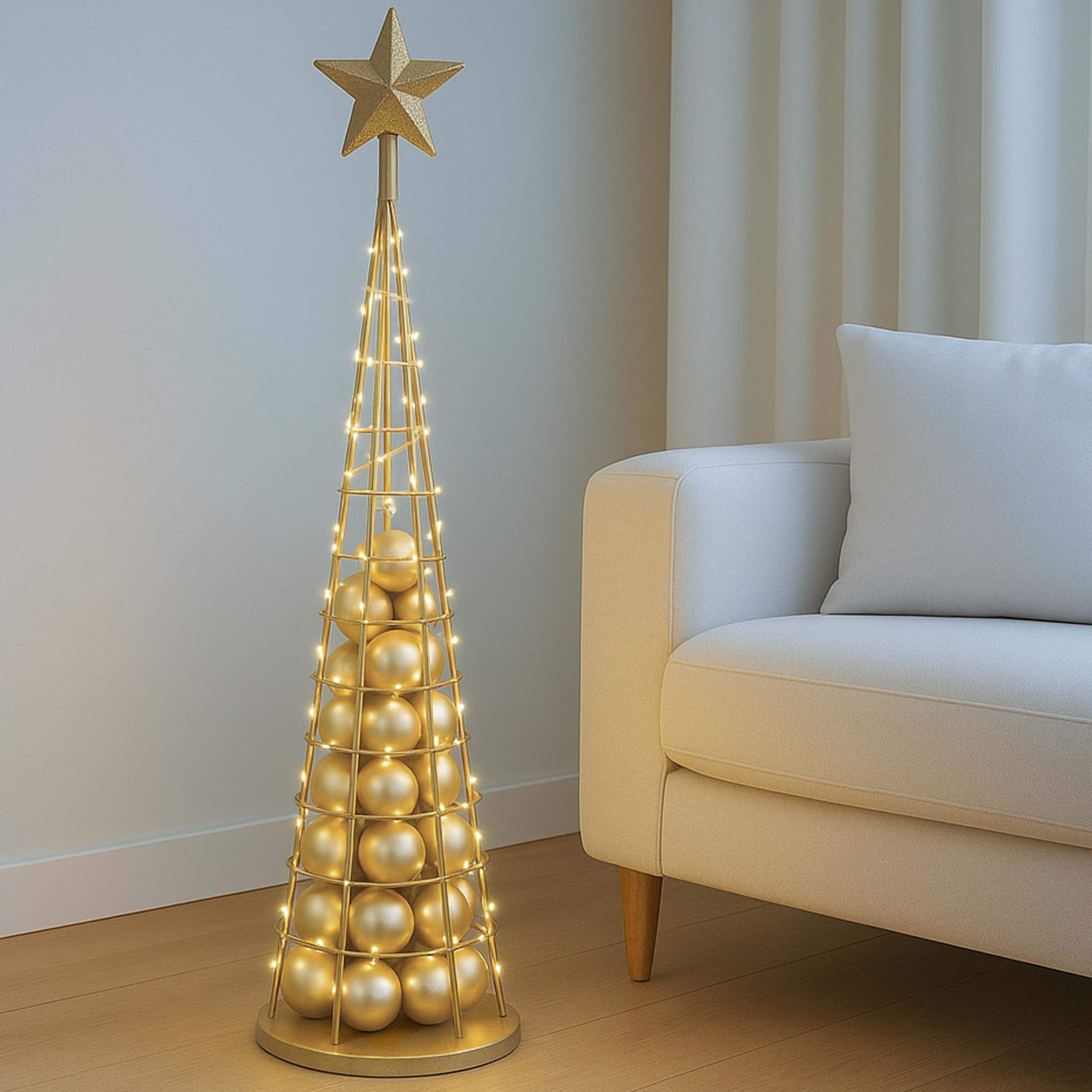 Deko-Baum MCW-O91, Weihnachtsbaum Schmuckbaum Weihnachtsdeko Christbaum zum Beschm&uuml;cken, Metall 115cm ~ goldfarben - Bild 1