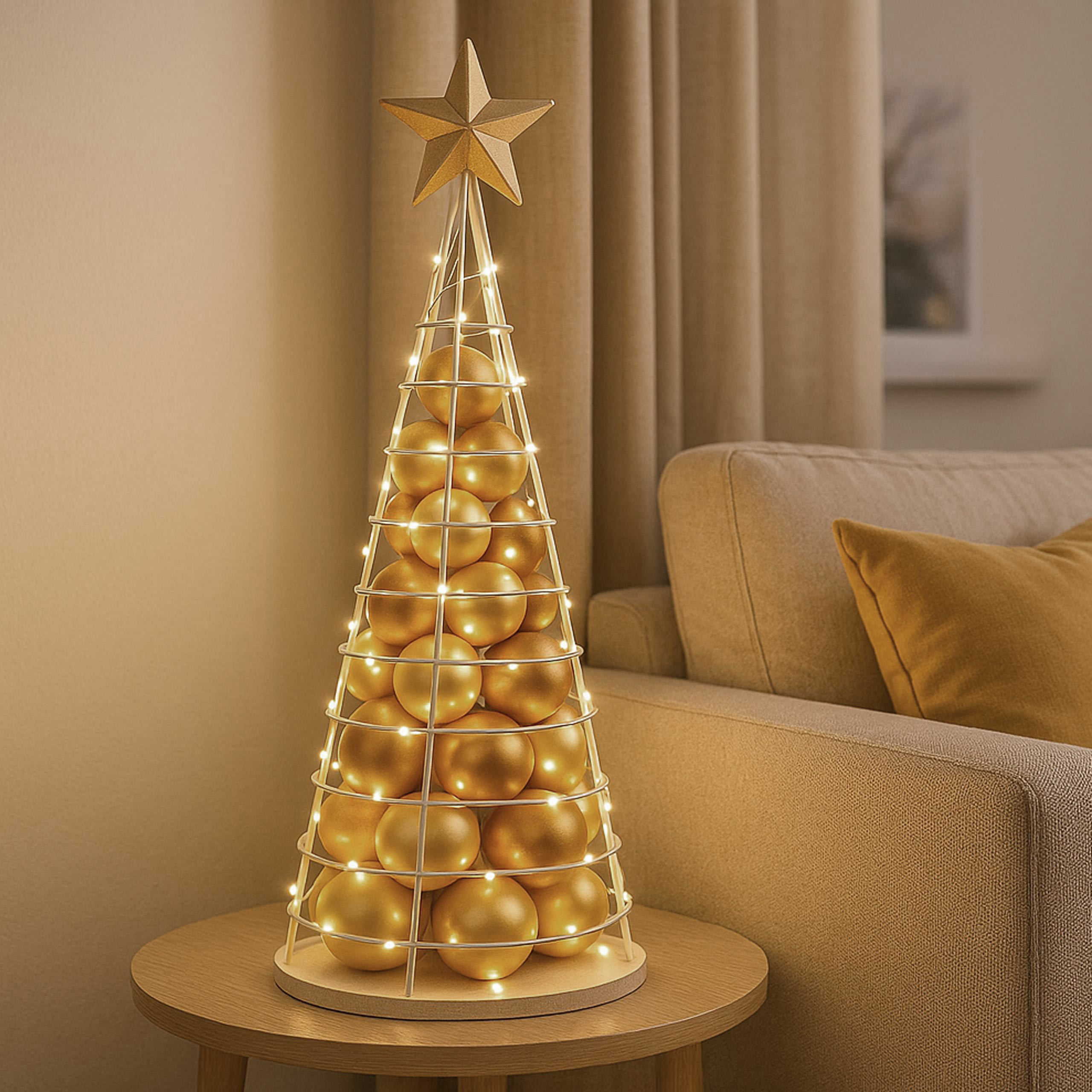 Deko-Baum MCW-O91, Weihnachtsbaum Schmuckbaum Weihnachtsdeko Christbaum zum Beschm&uuml;cken, Metall 90cm ~ wei&szlig; - Bild 1