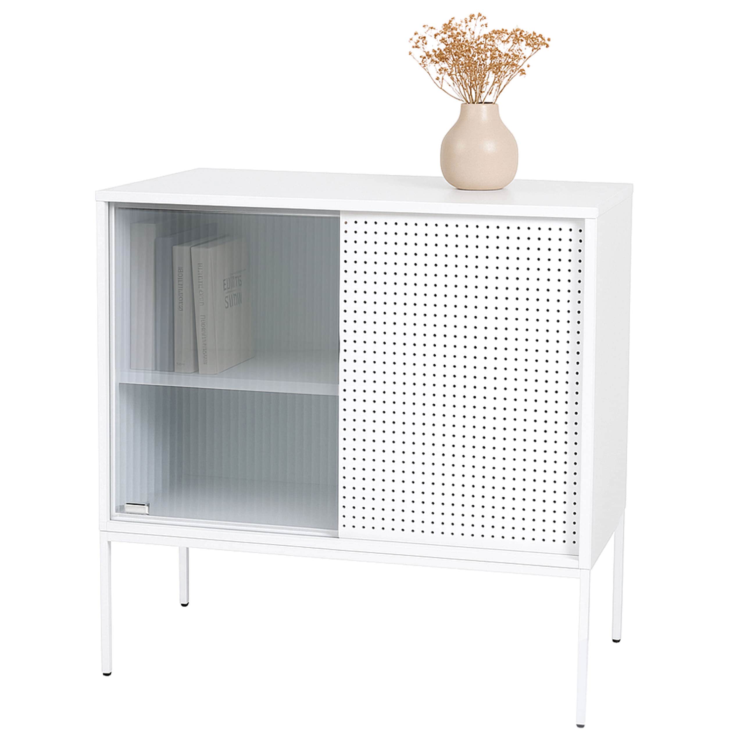 Kommode MCW-O90, Schrank Sideboard Highboard, Industrial Stauf&auml;cher Schiebet&uuml;ren Metall 85x80x45cm ~ wei&szlig; - Bild 1